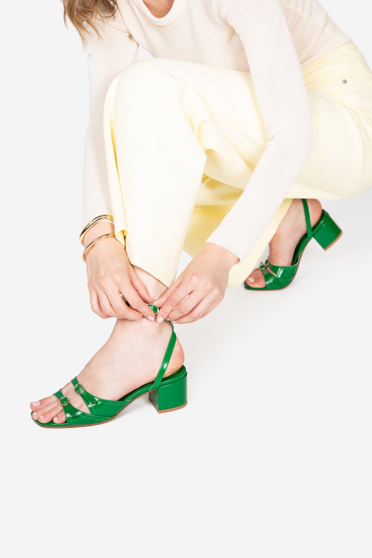 Intentionally Blank - Lingo Block Heel Sandal - FOREST LEATHER