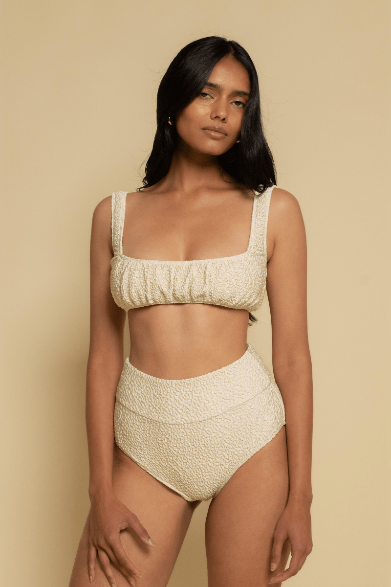 Montce - Oat Texture Added Coverage High Rise Bikini Bottom -