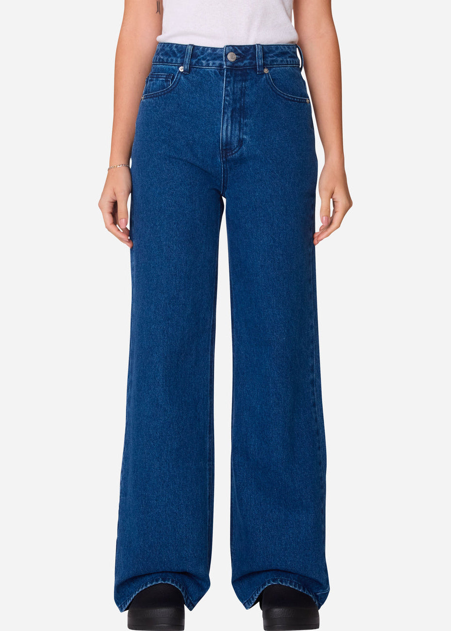 Obey - Errand II Highwaist Denim - Stone Wash Indigo -