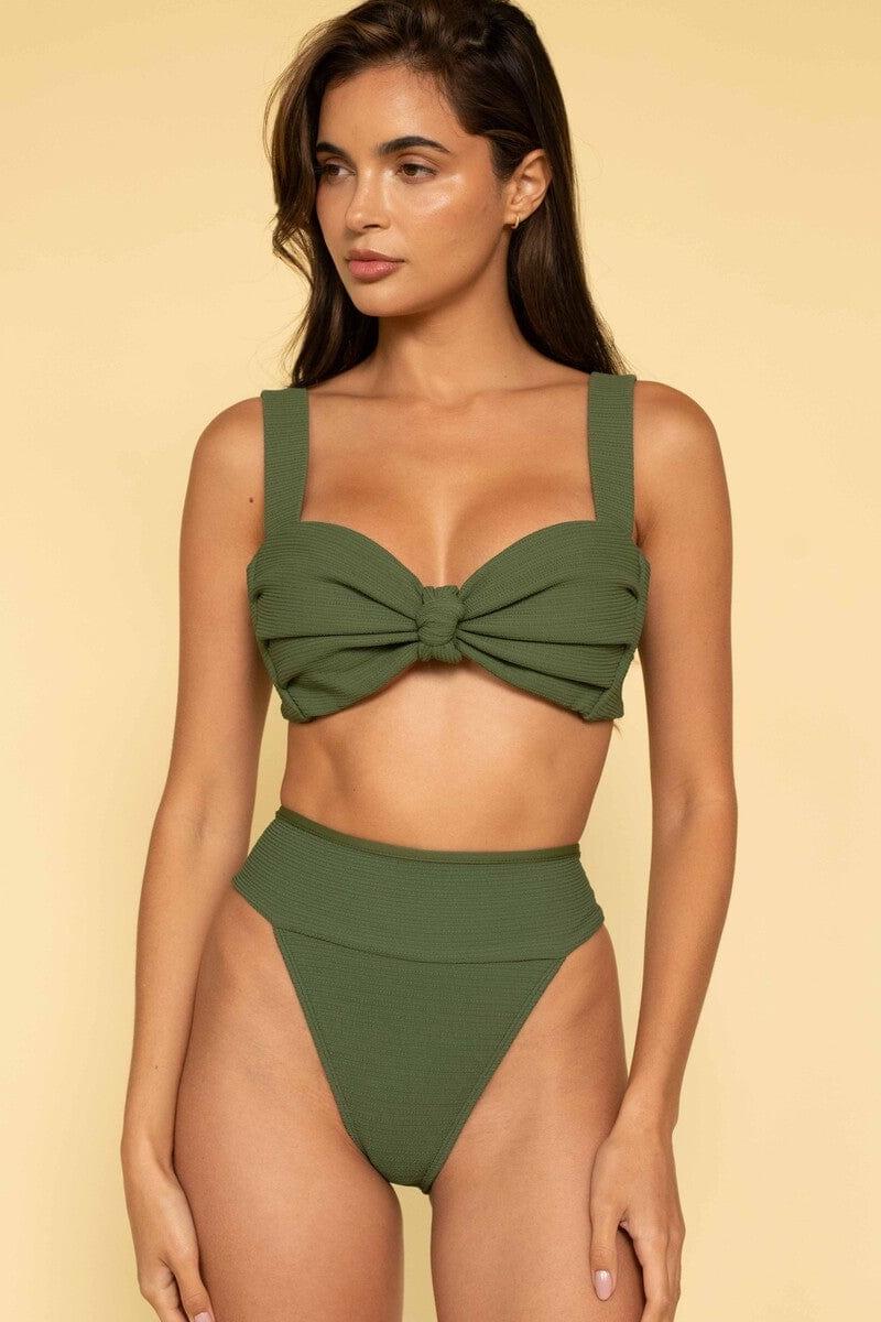 Montce - Olive Micro Scrunch Hayden Bikini Top -