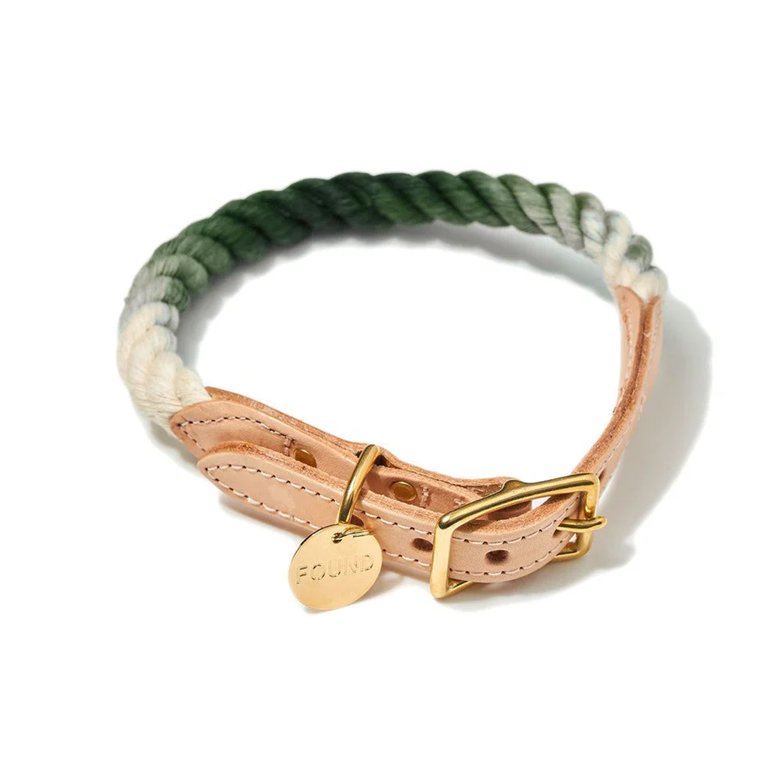 Found My Animal - Cotton Rope Cat &amp; Dog Collar - Olive Ombre -