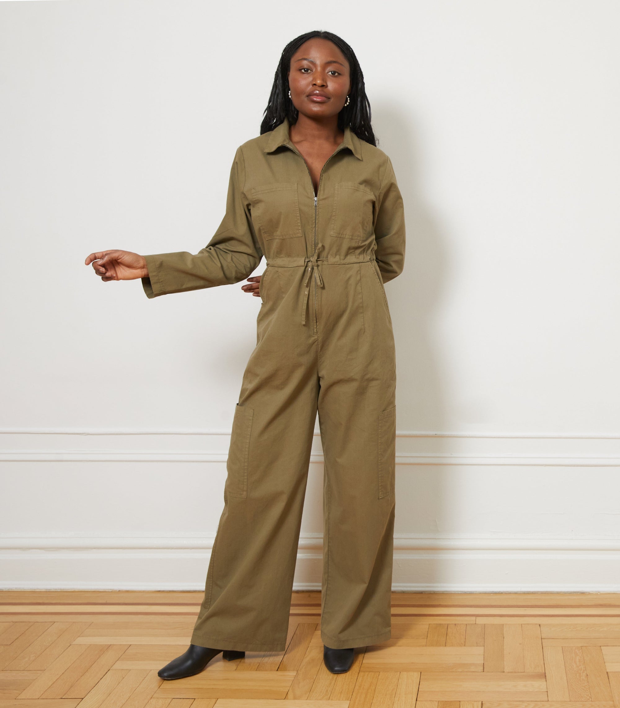 Loup - Spencer Cargo Zip Jumpsuit - Olive -