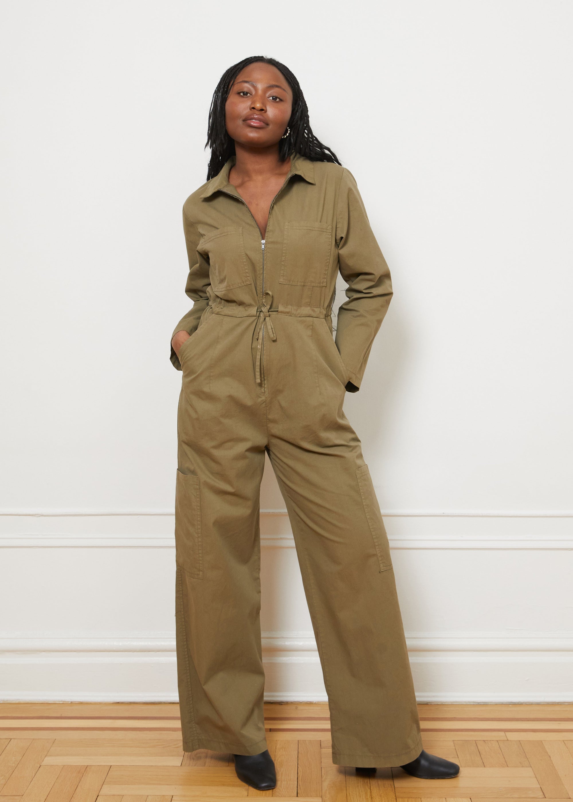 Loup - Spencer Cargo Zip Jumpsuit - Olive -