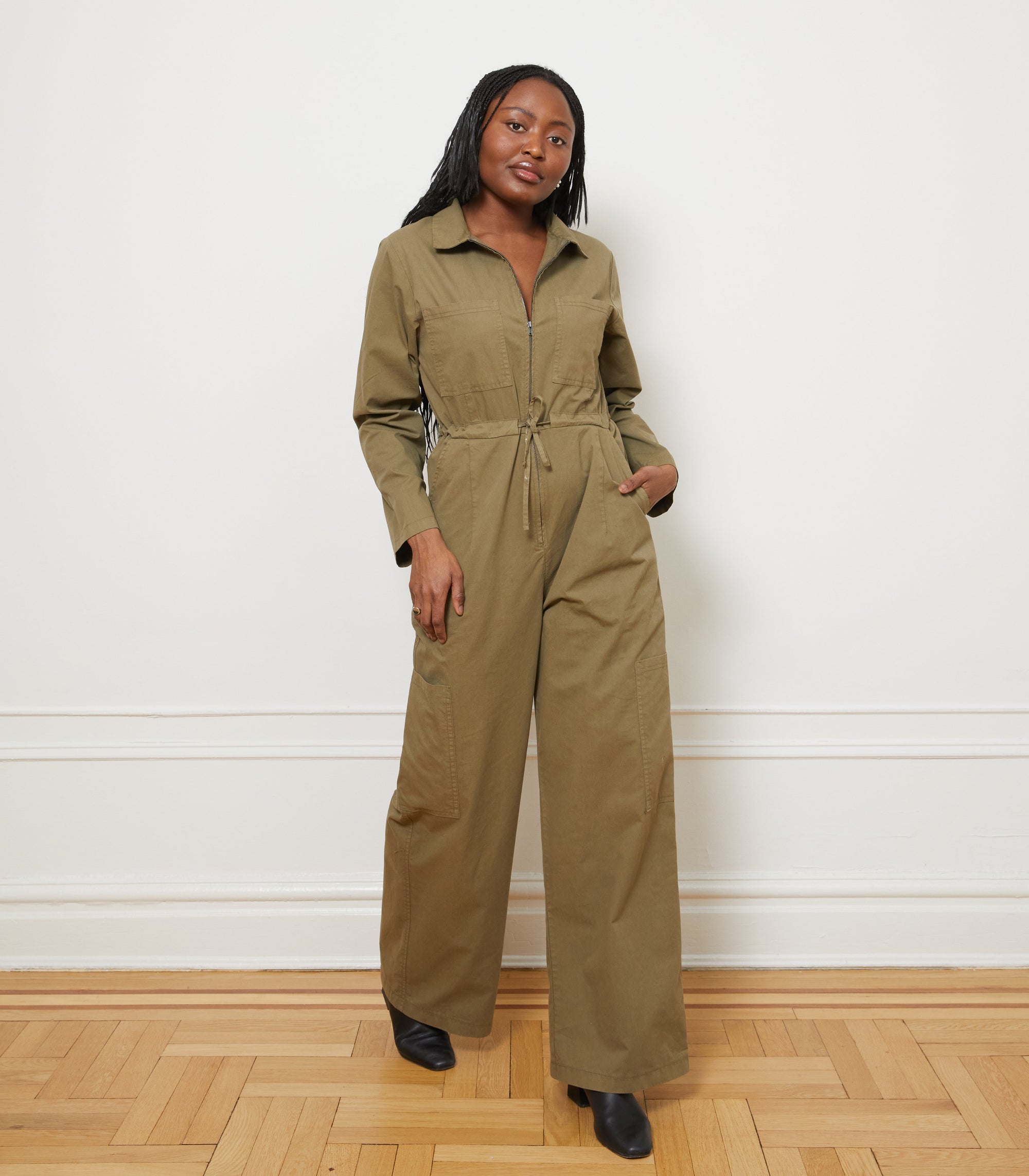 Loup - Spencer Cargo Zip Jumpsuit - Olive -
