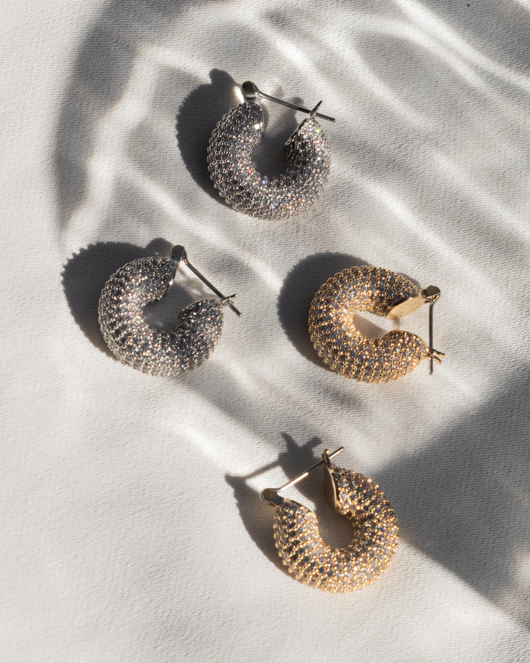 Luv Aj - Pave Mini Donut Hoops- Silver -