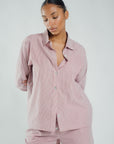 Wildflo Studio - Poplin Shirt Burgundy Pinstripe -