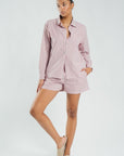 Wildflo Studio - Poplin Shirt Burgundy Pinstripe -