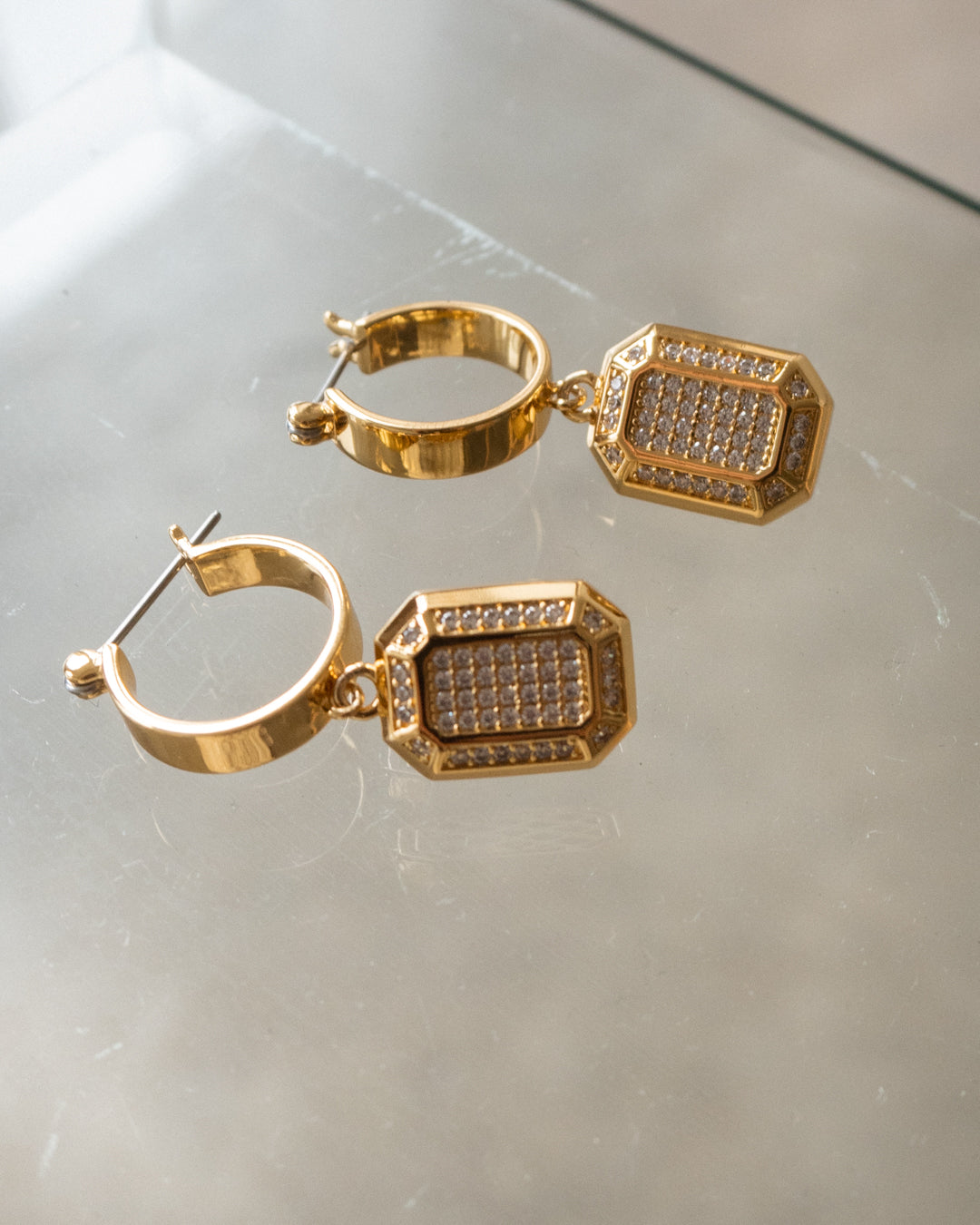Luv Aj - Faceted Diamond Statement Hoops - Gold -