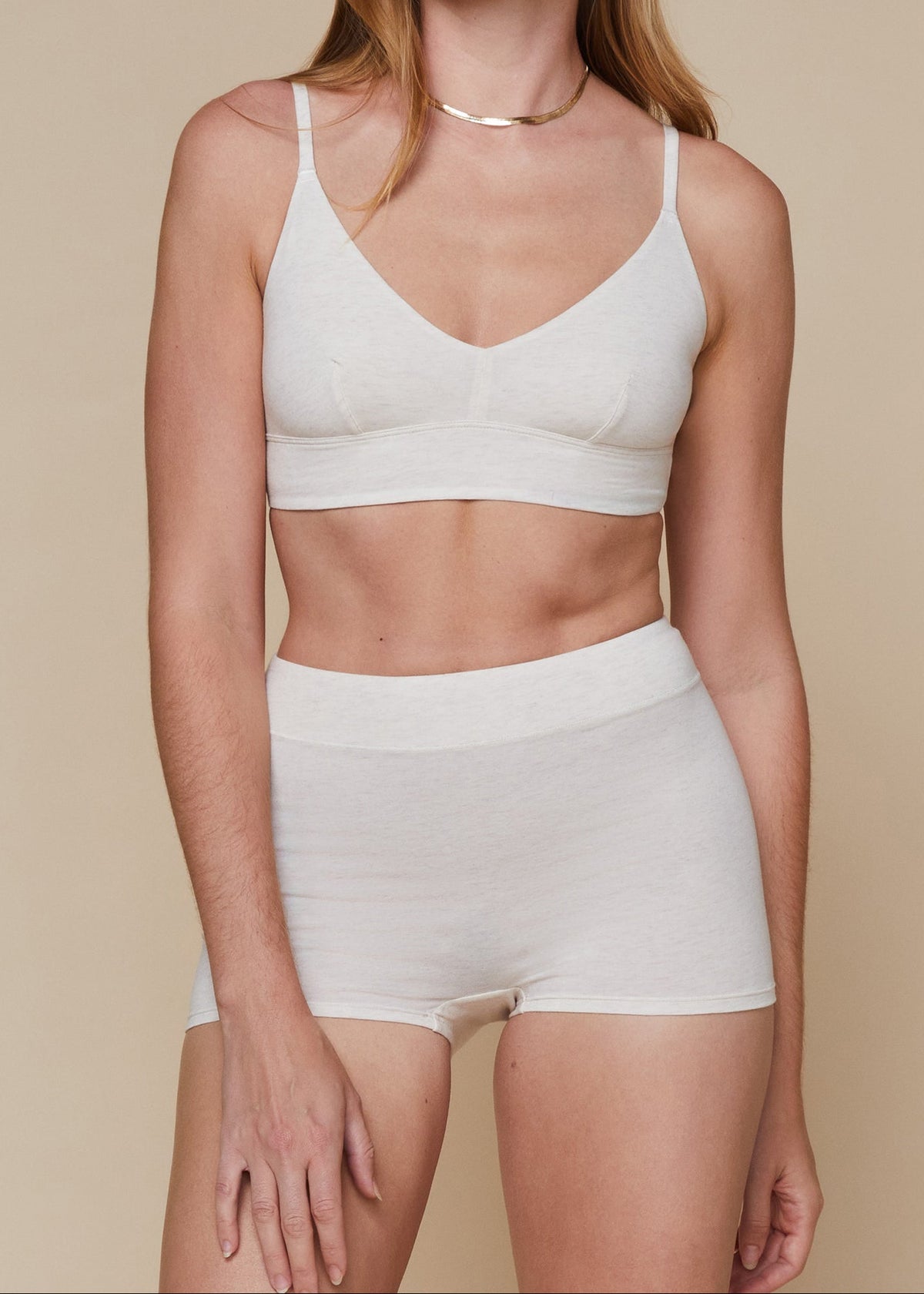 Harper Wilde - Cloud Cotton Triangle Bralette - Heather Oatmeal -