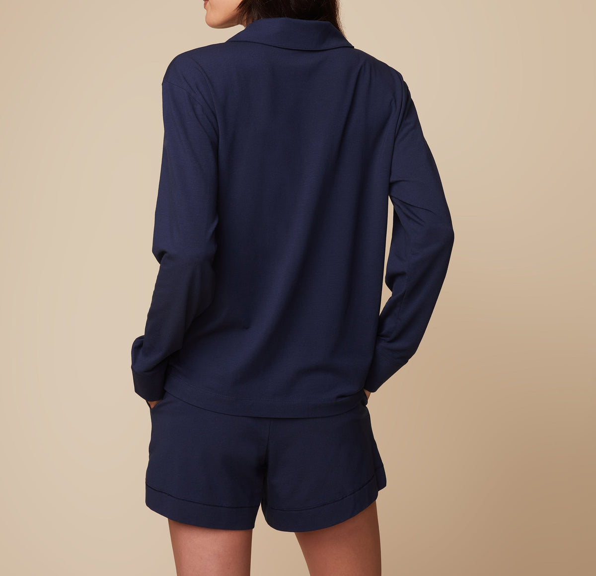 Harper Wilde - Perfect Pima Long Sleeve Button Up - Navy -