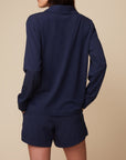Harper Wilde - Perfect Pima Long Sleeve Button Up - Navy -