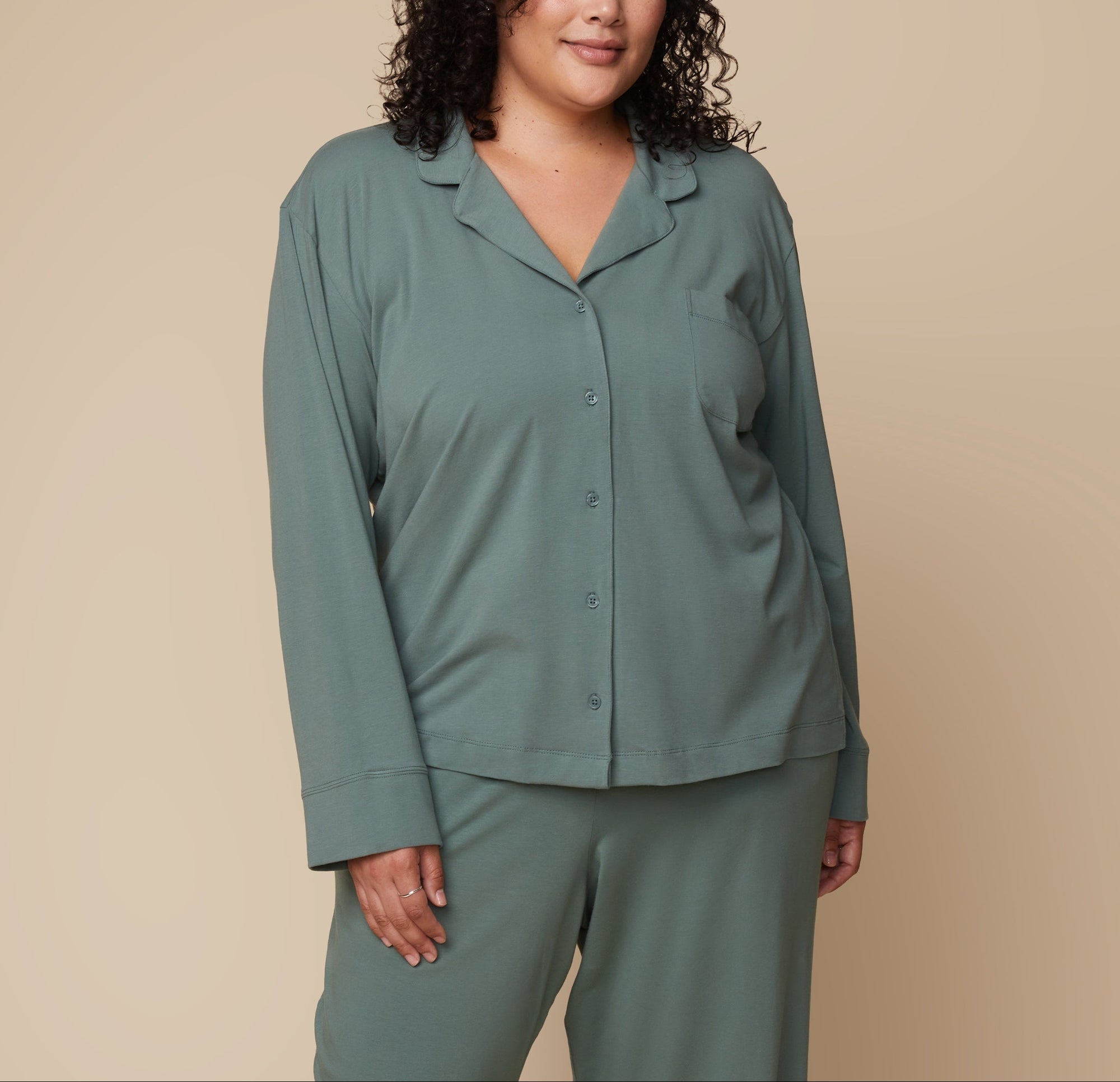 Harper Wilde - Perfect Pima Long Sleeve PJ Shirt - Rainforest -