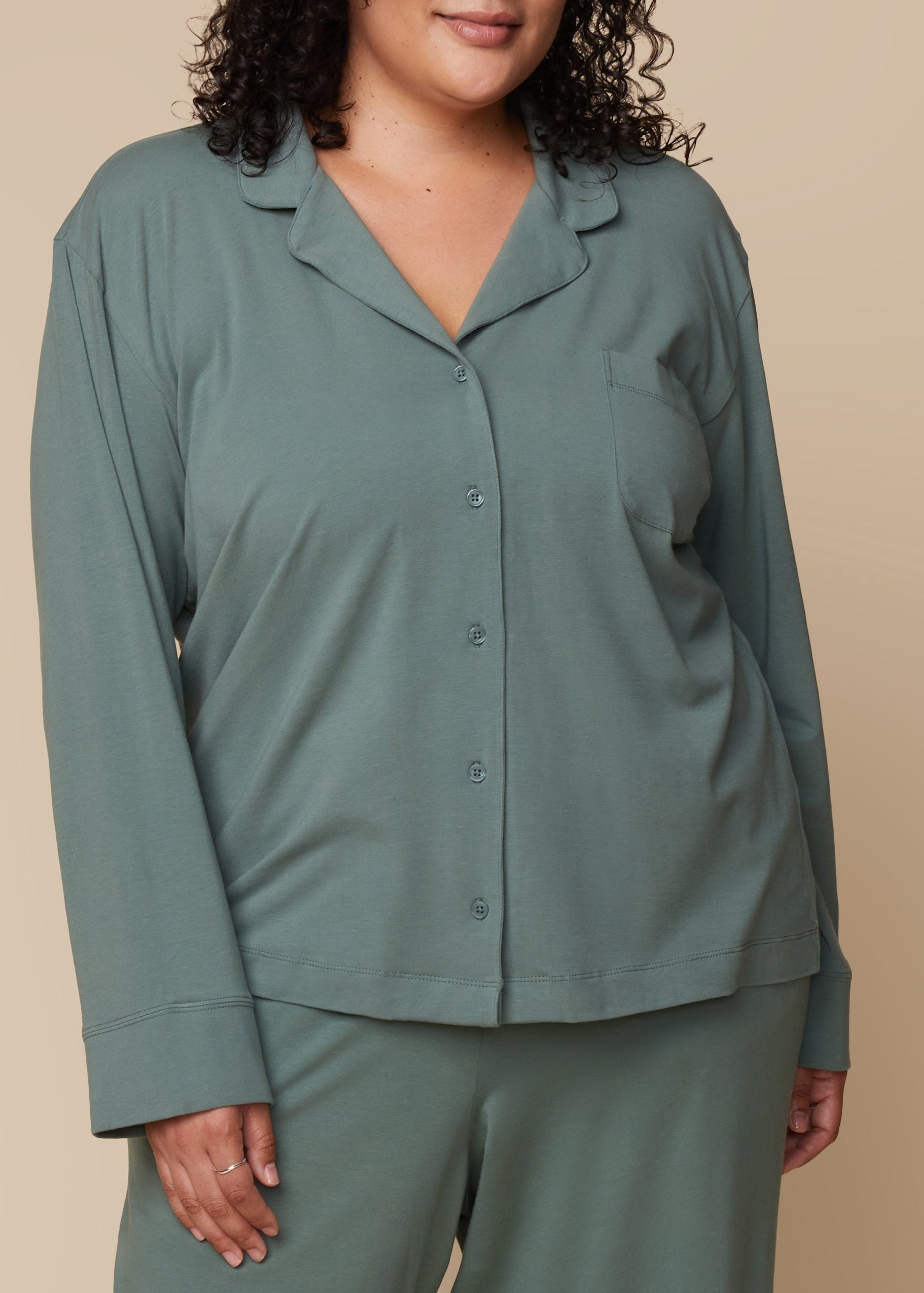 Harper Wilde - Perfect Pima Long Sleeve PJ Shirt - Rainforest -