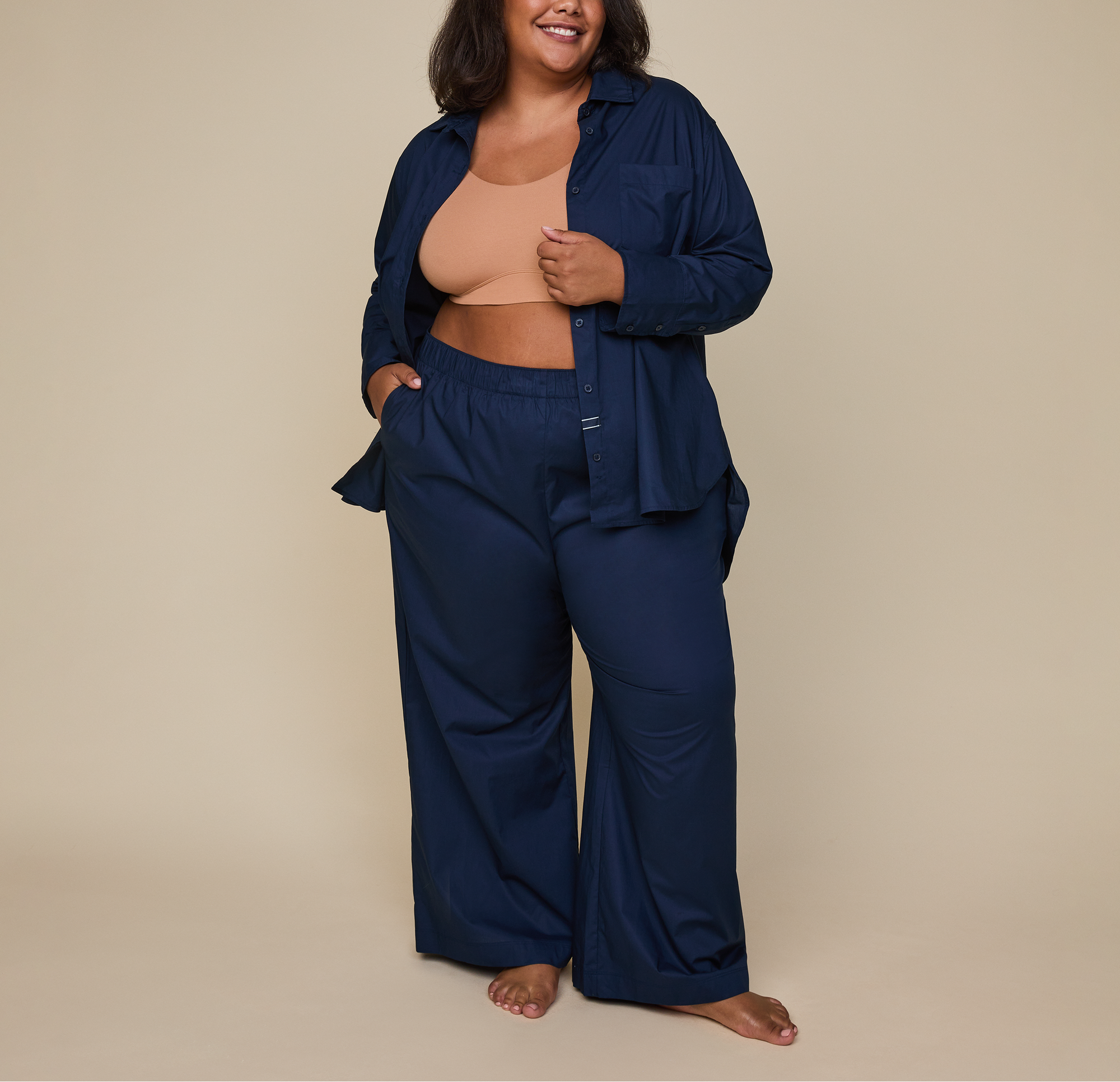 Harper Wilde - Classic Poplin Pajama Shirt - Midnight -