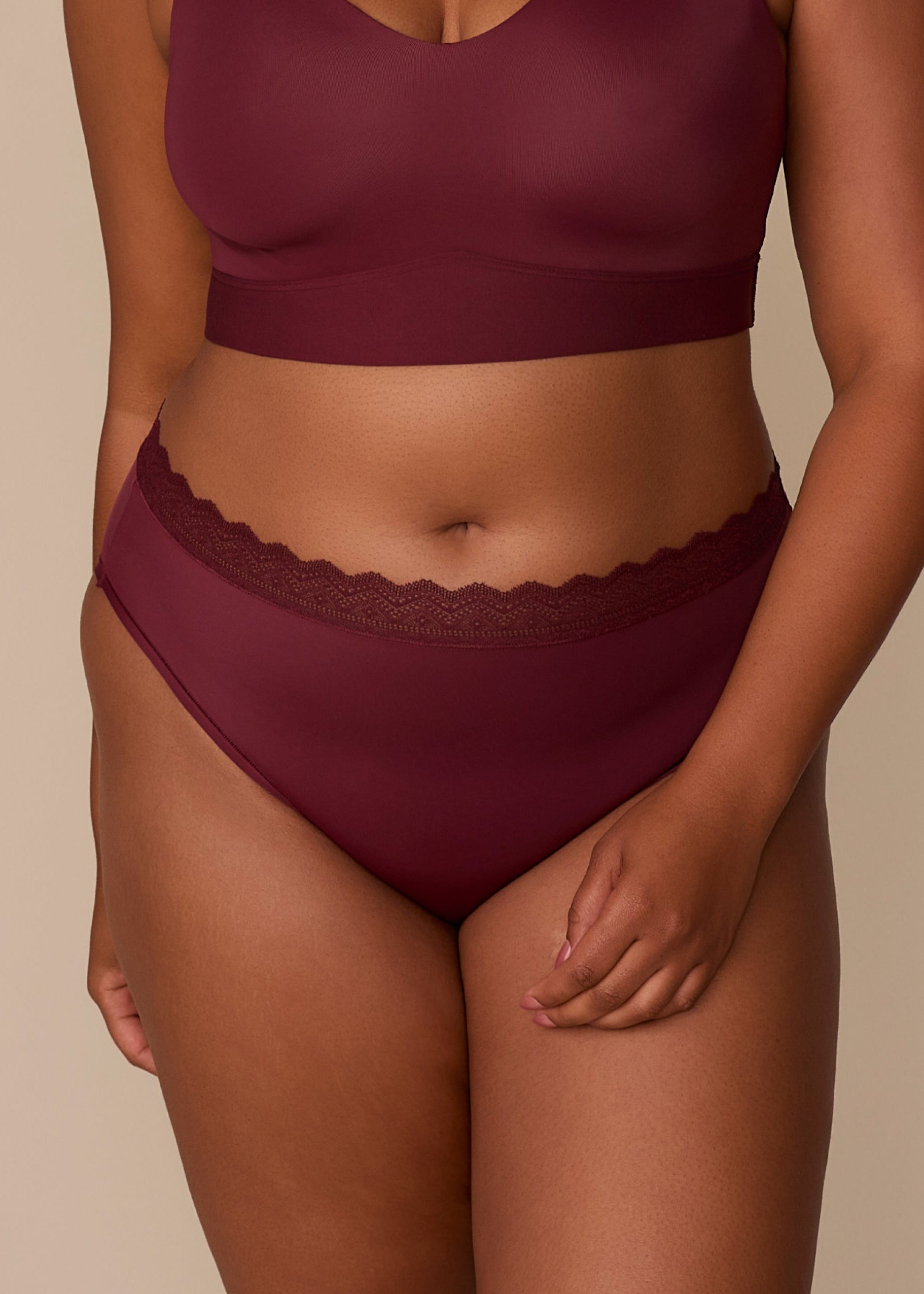 Harper Wilde - Bliss Lace Highwaist Brief - Bordeaux -