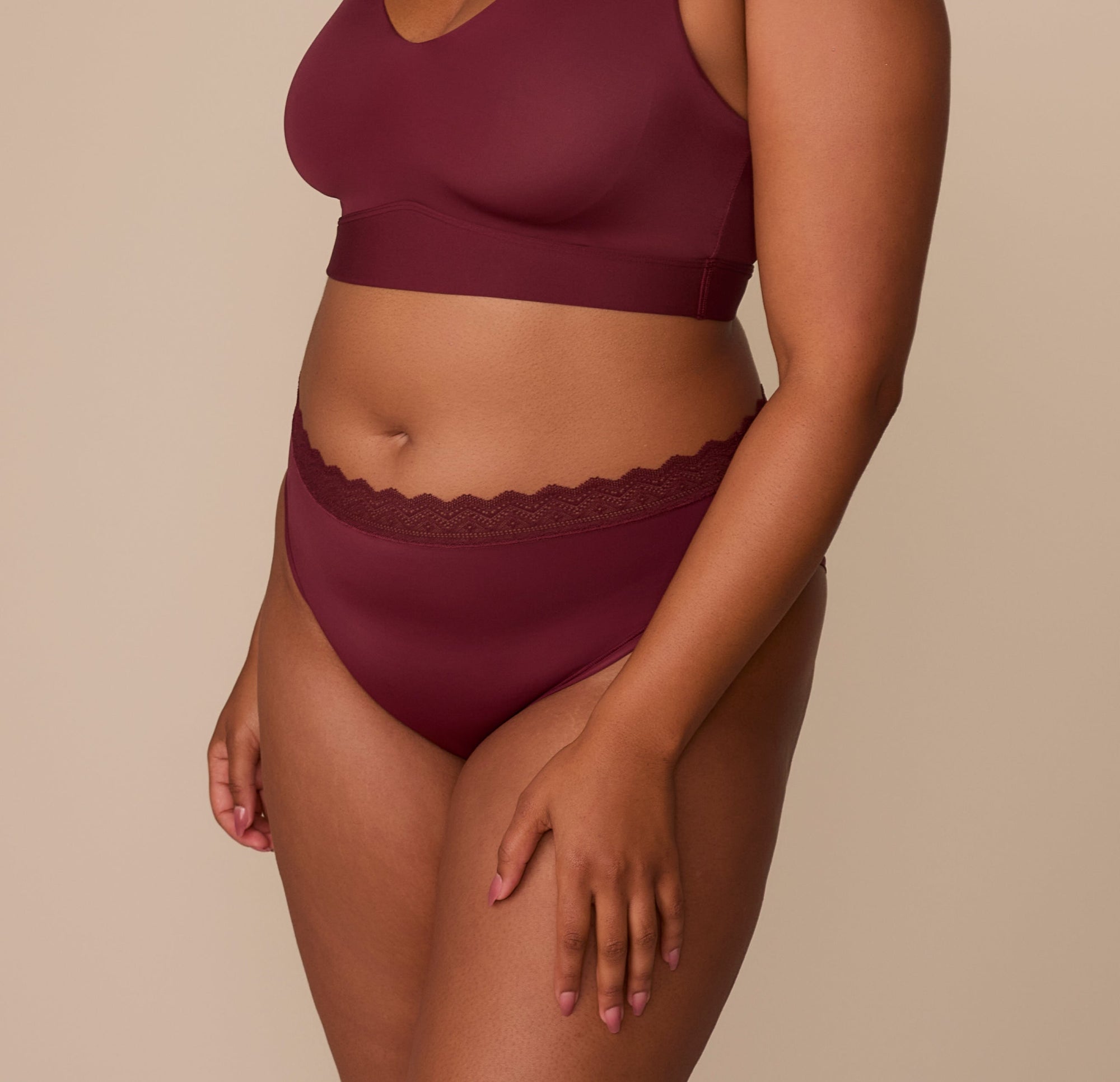 Harper Wilde - Bliss Lace Highwaist Brief - Bordeaux -