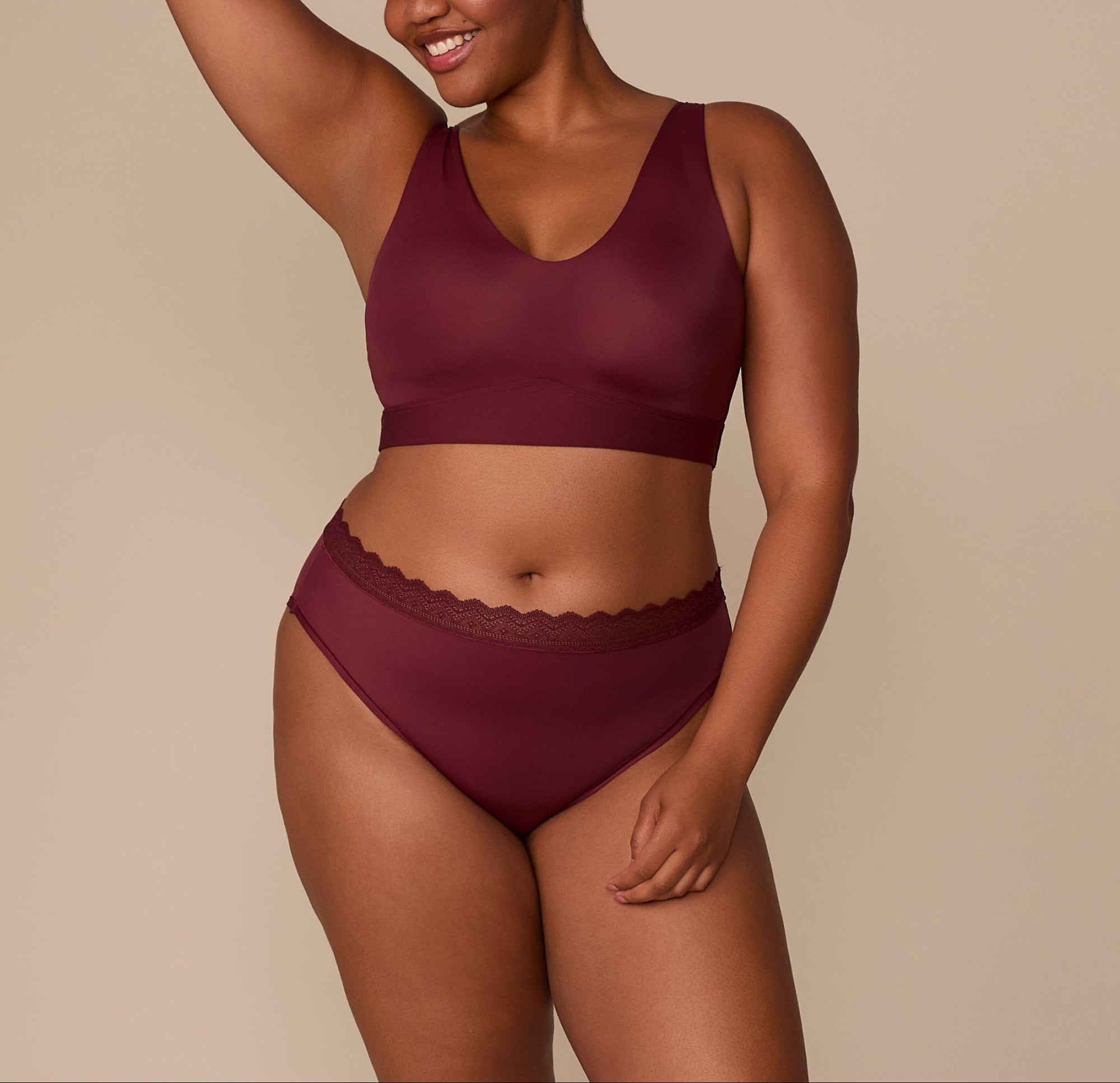 Harper Wilde - Bliss Lace Highwaist Brief - Bordeaux -