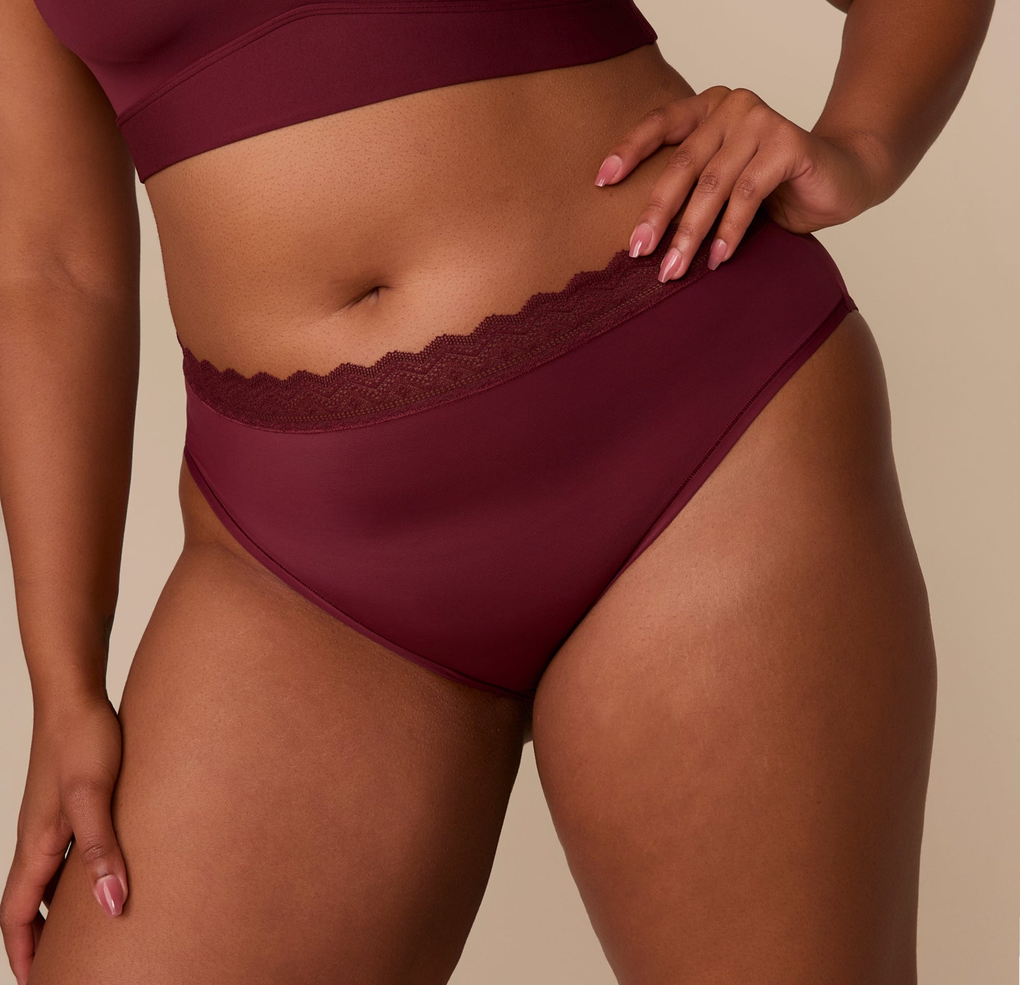 Harper Wilde - Bliss Lace Highwaist Brief - Bordeaux -