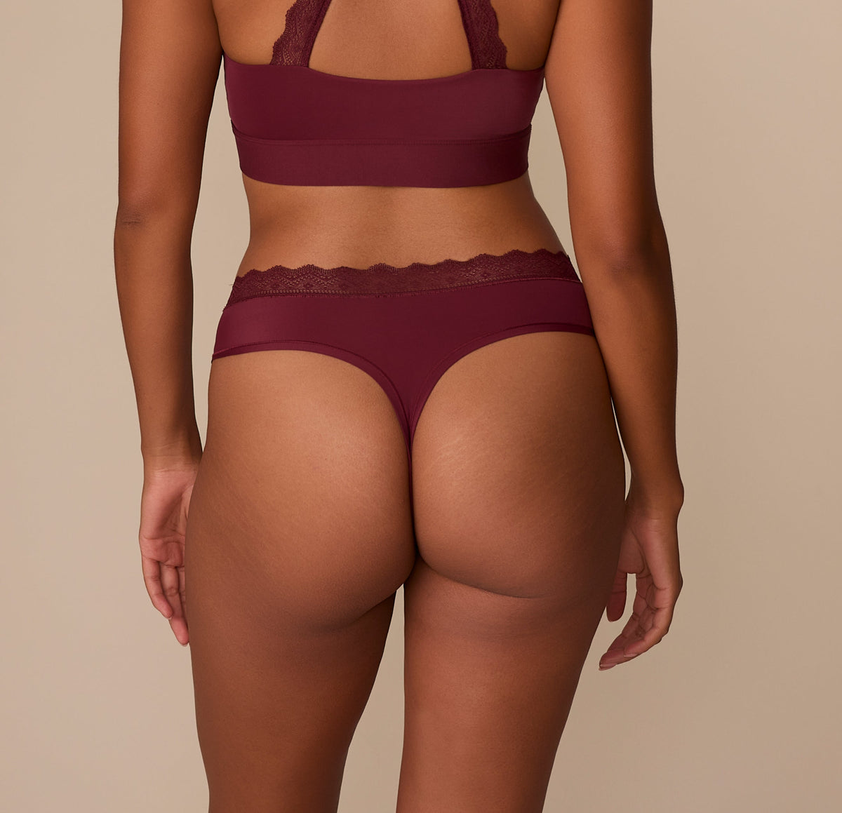 Harper Wilde - Bliss Lace Highwaist Thong - Bordeaux -