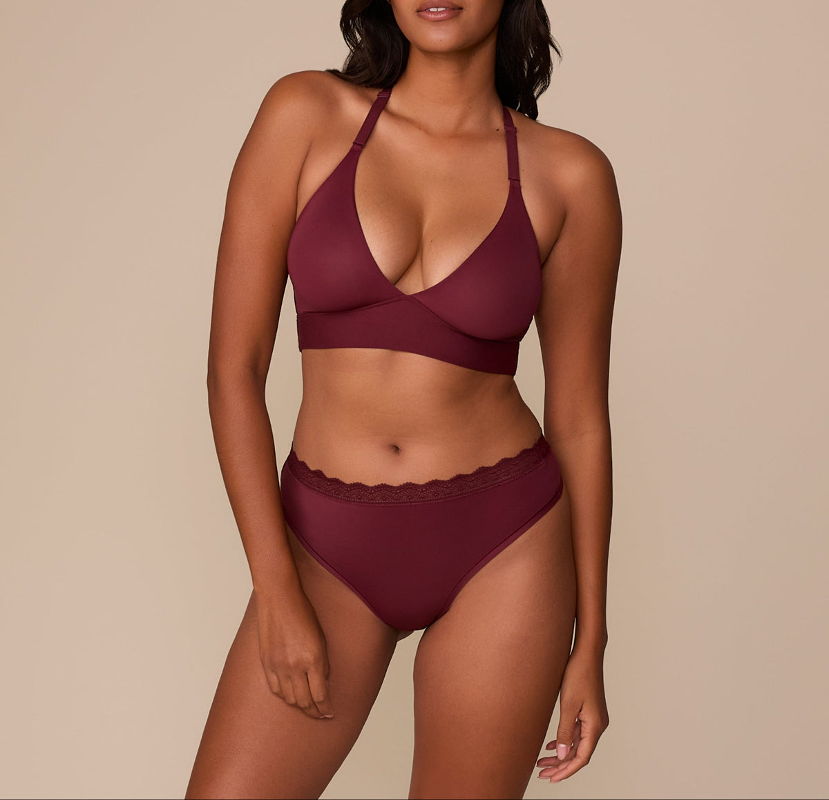 Harper Wilde - Bliss Lace Highwaist Thong - Bordeaux -