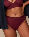 Harper Wilde - Bliss Lace Highwaist Thong - Bordeaux -