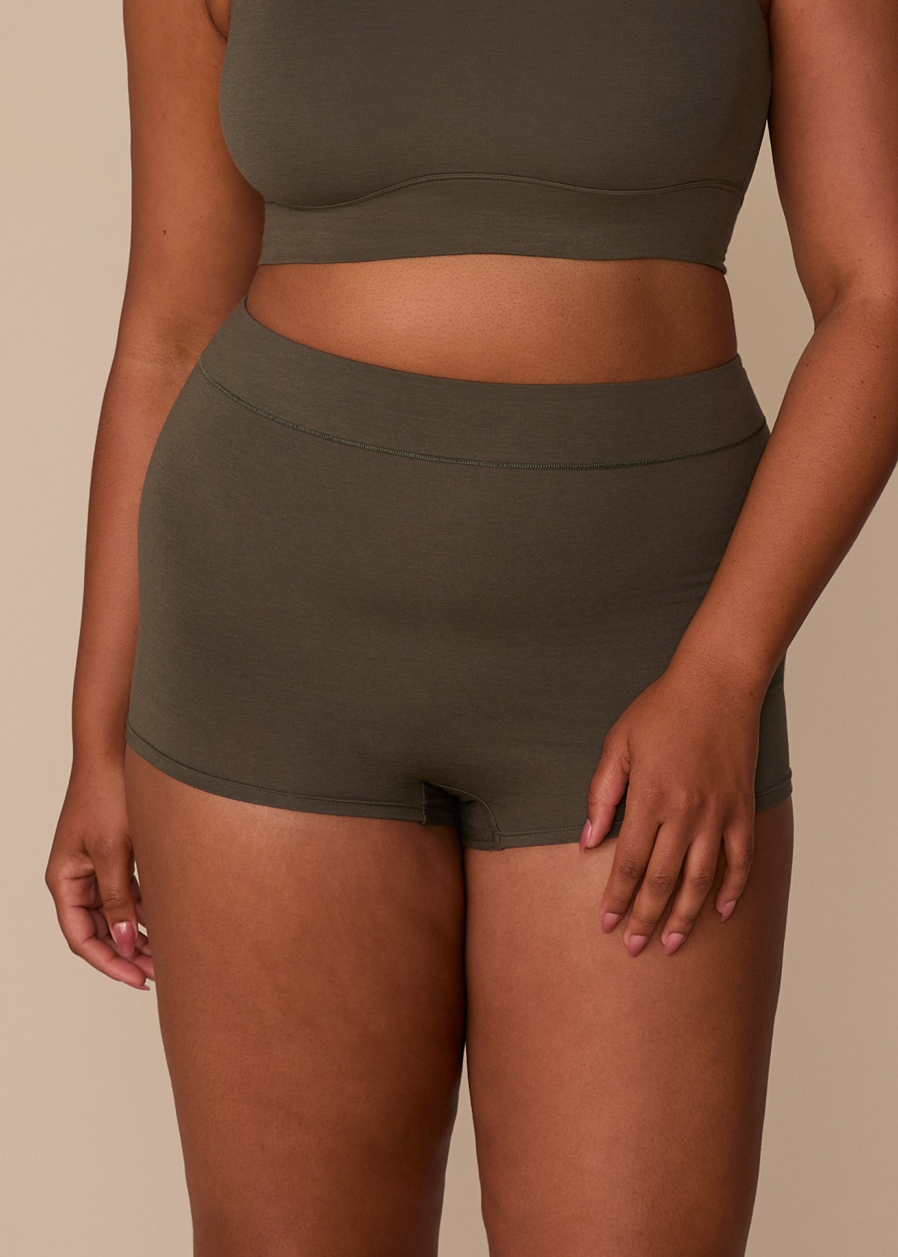 Harper Wilde - Cloud Cotton Highwaist Boyshort - Olive -