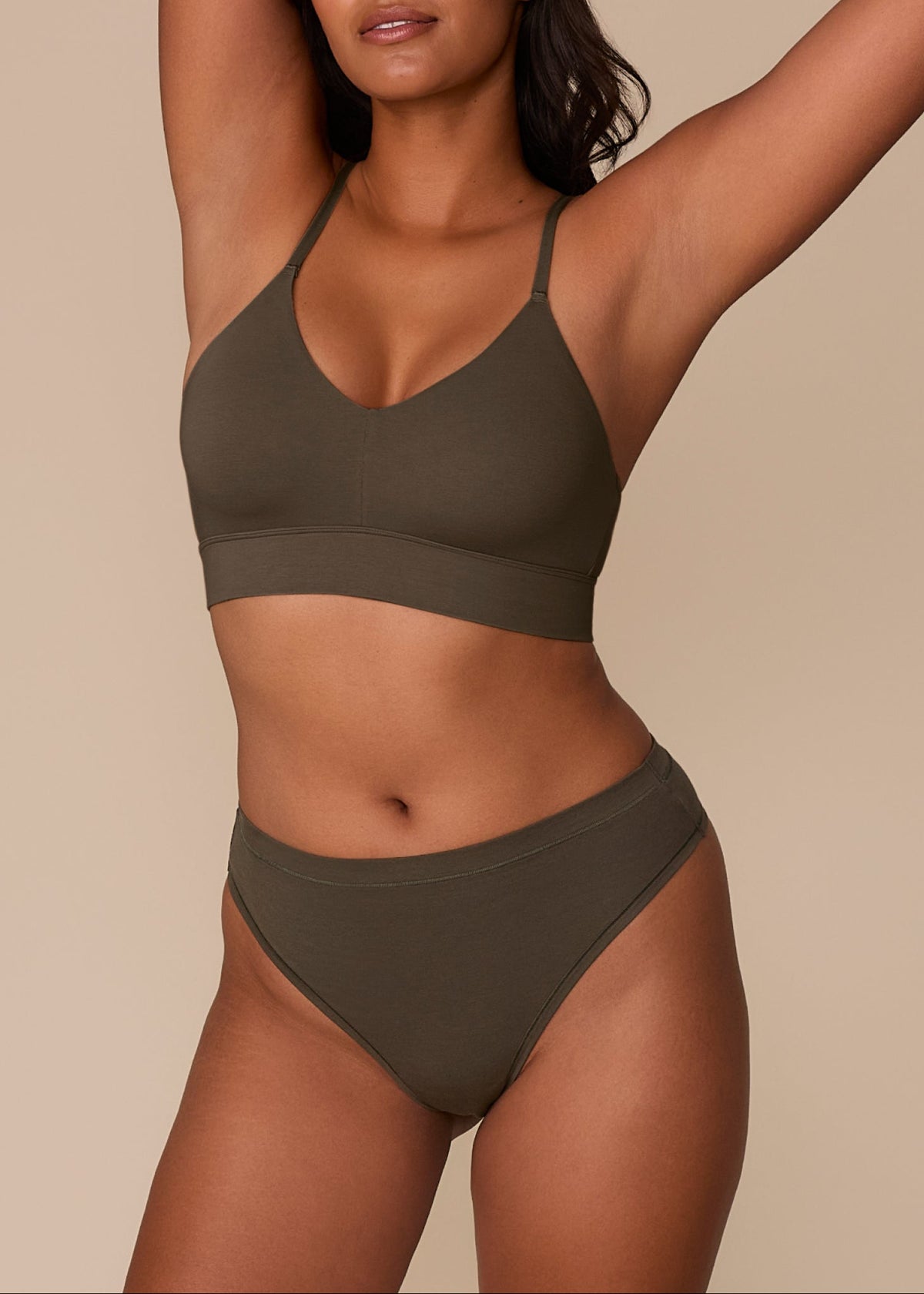 Harper Wilde - Cloud Cotton Highwaist Thong - Olive -