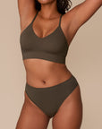 Harper Wilde - Cloud Cotton Highwaist Thong - Olive -