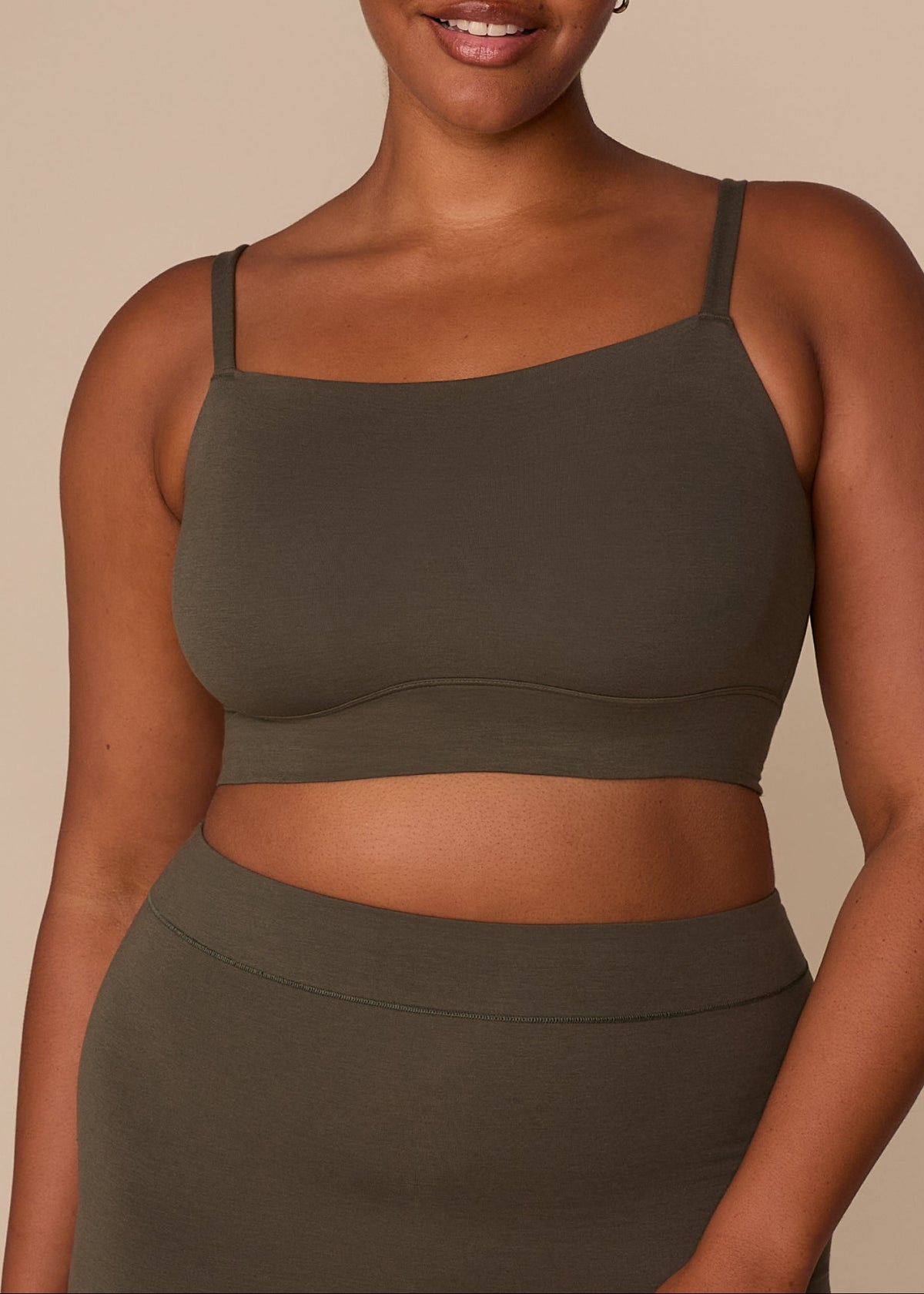 Harper Wilde - Cloud Cotton Thin Strap Bralette - Olive -