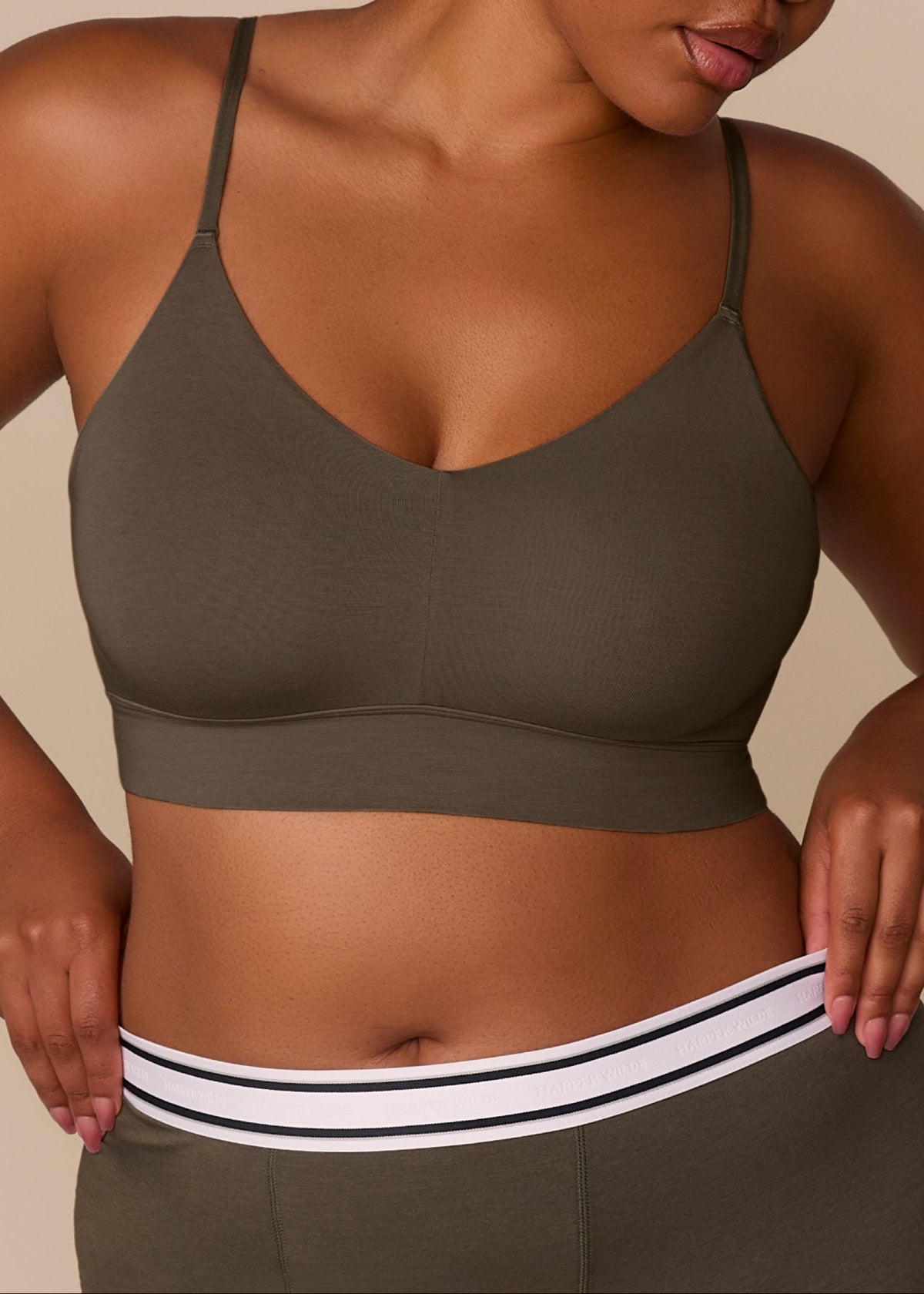 Harper Wilde - Cloud Cotton Triangle Bralette - Olive -