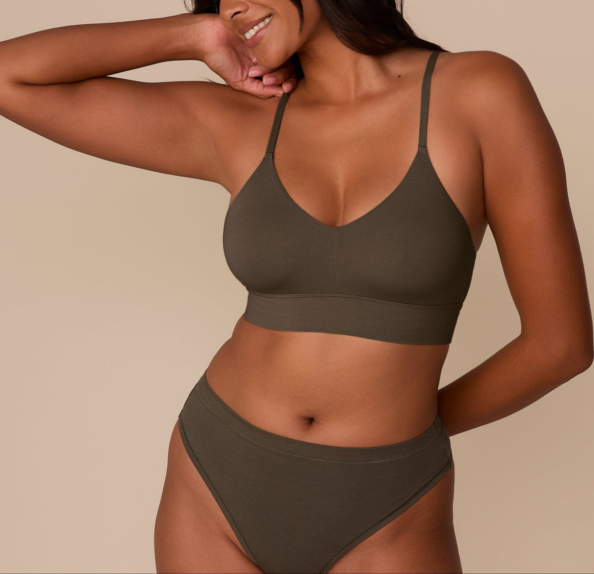 Harper Wilde - Cloud Cotton Triangle Bralette - Olive -