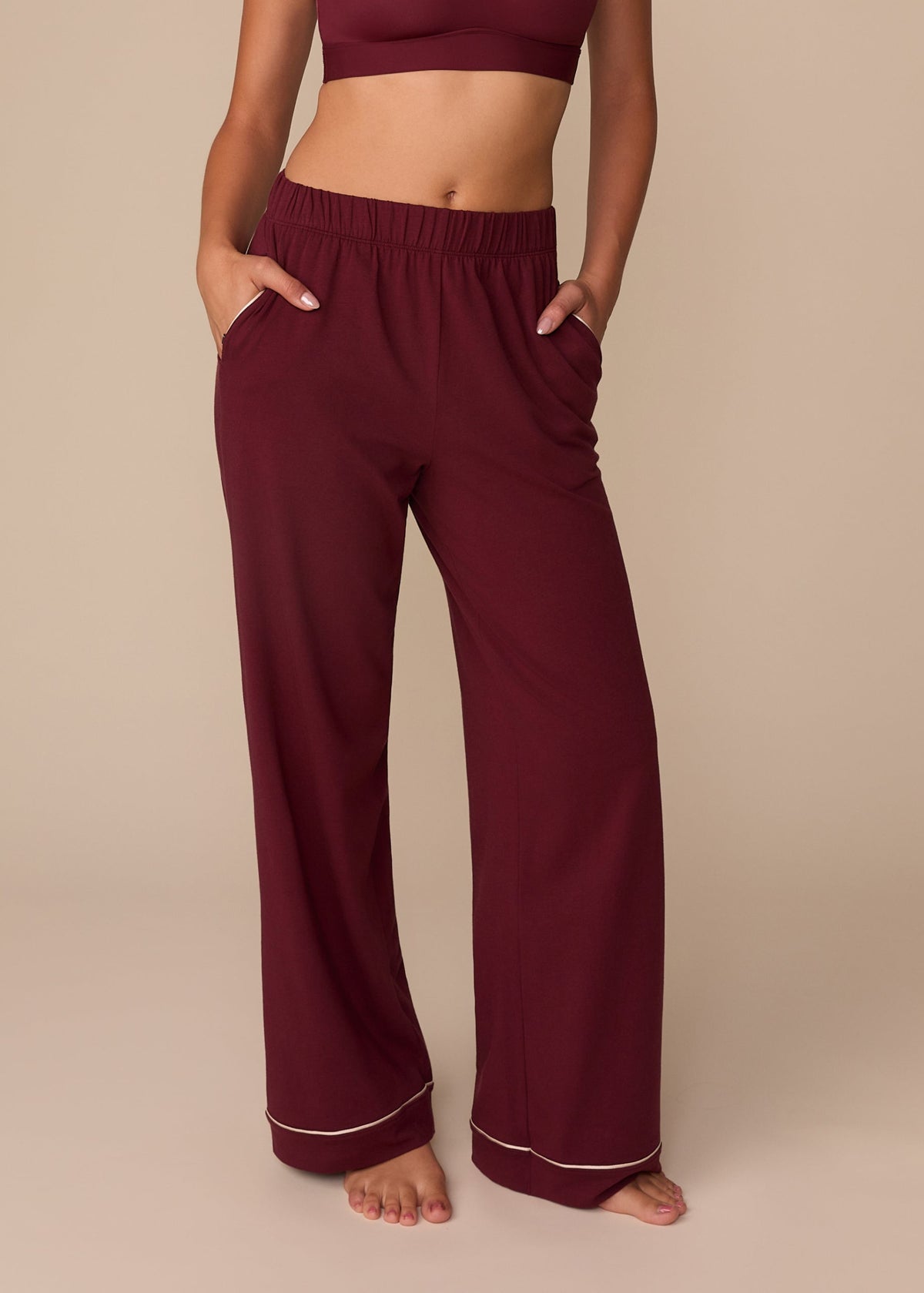 Harper Wilde - Perfect Pima Pant (Piping) - Bordeaux -