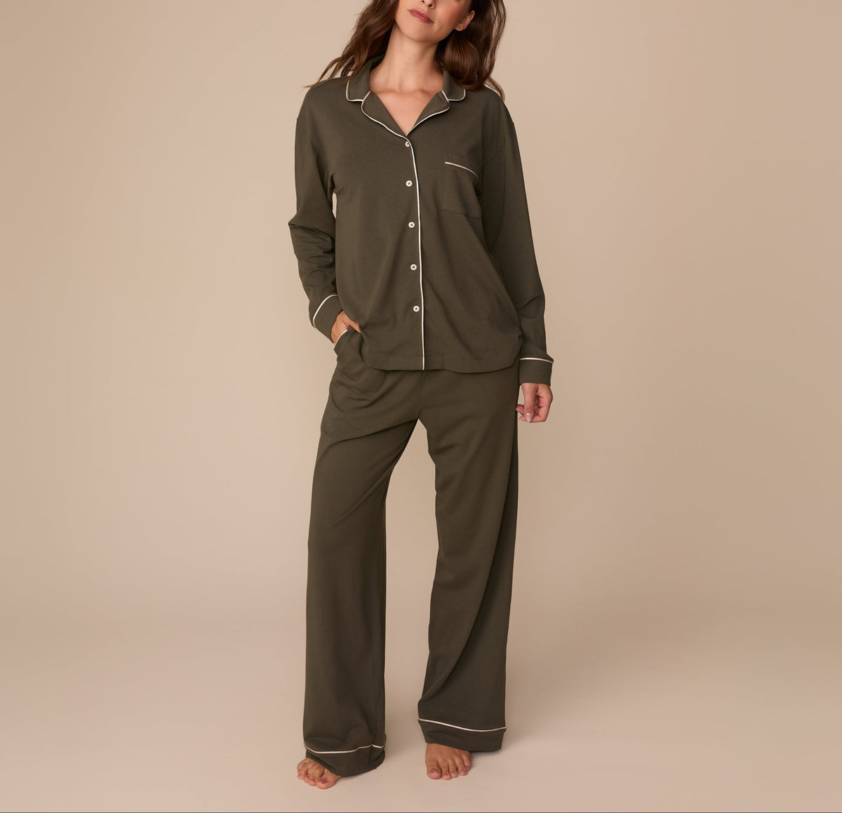Harper Wilde - Perfect Pima Pant (Piping) - Olive -