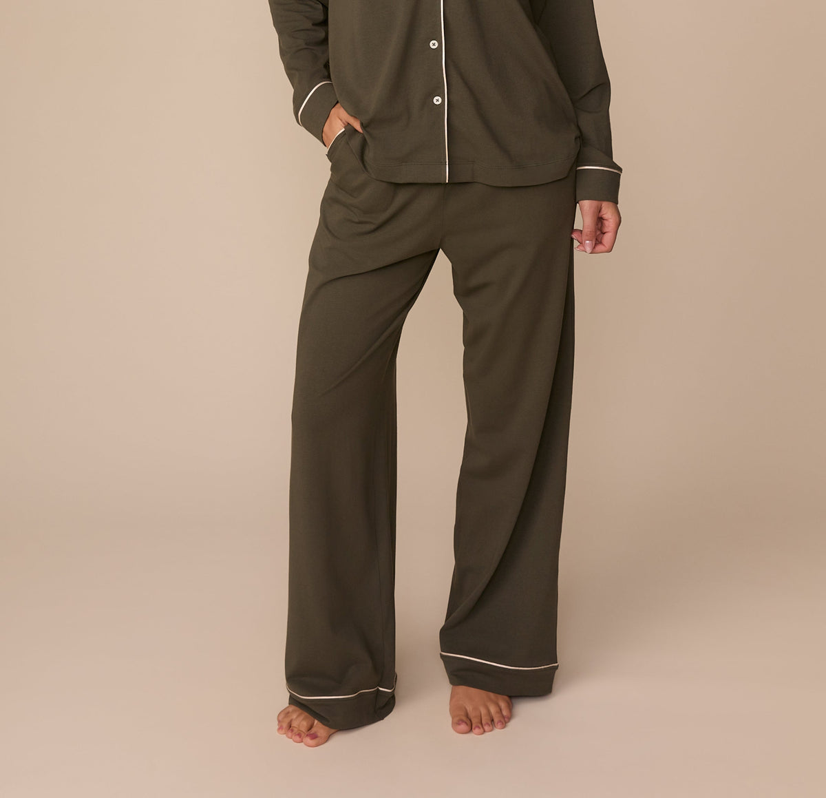Harper Wilde - Perfect Pima Pant (Piping) - Olive -