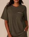 Harper Wilde - Perfect Pima Tee (Piping) - Olive -