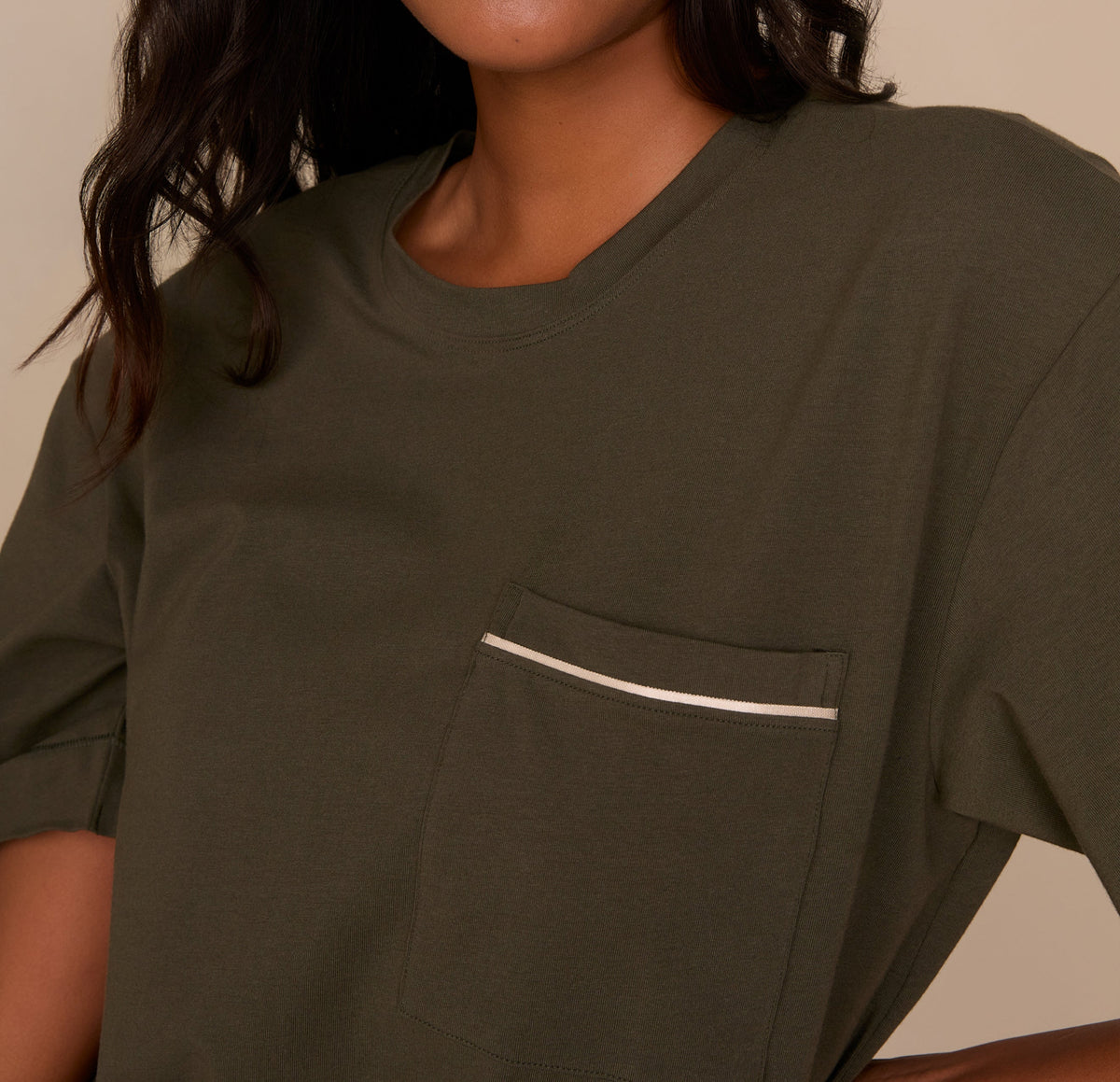Harper Wilde - Perfect Pima Tee (Piping) - Olive -