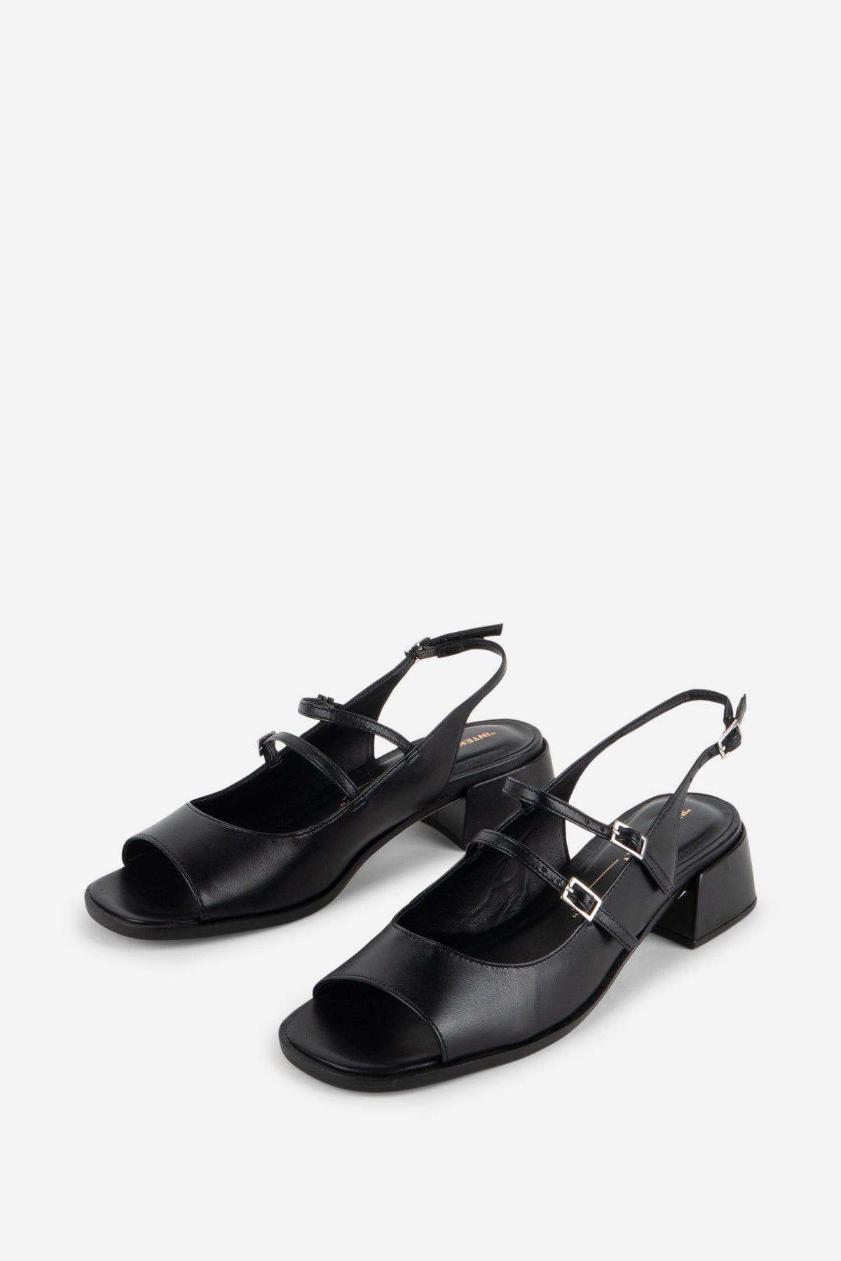 Intentionally Blank - Peaches Slingback Heel - BLACK LEATHER