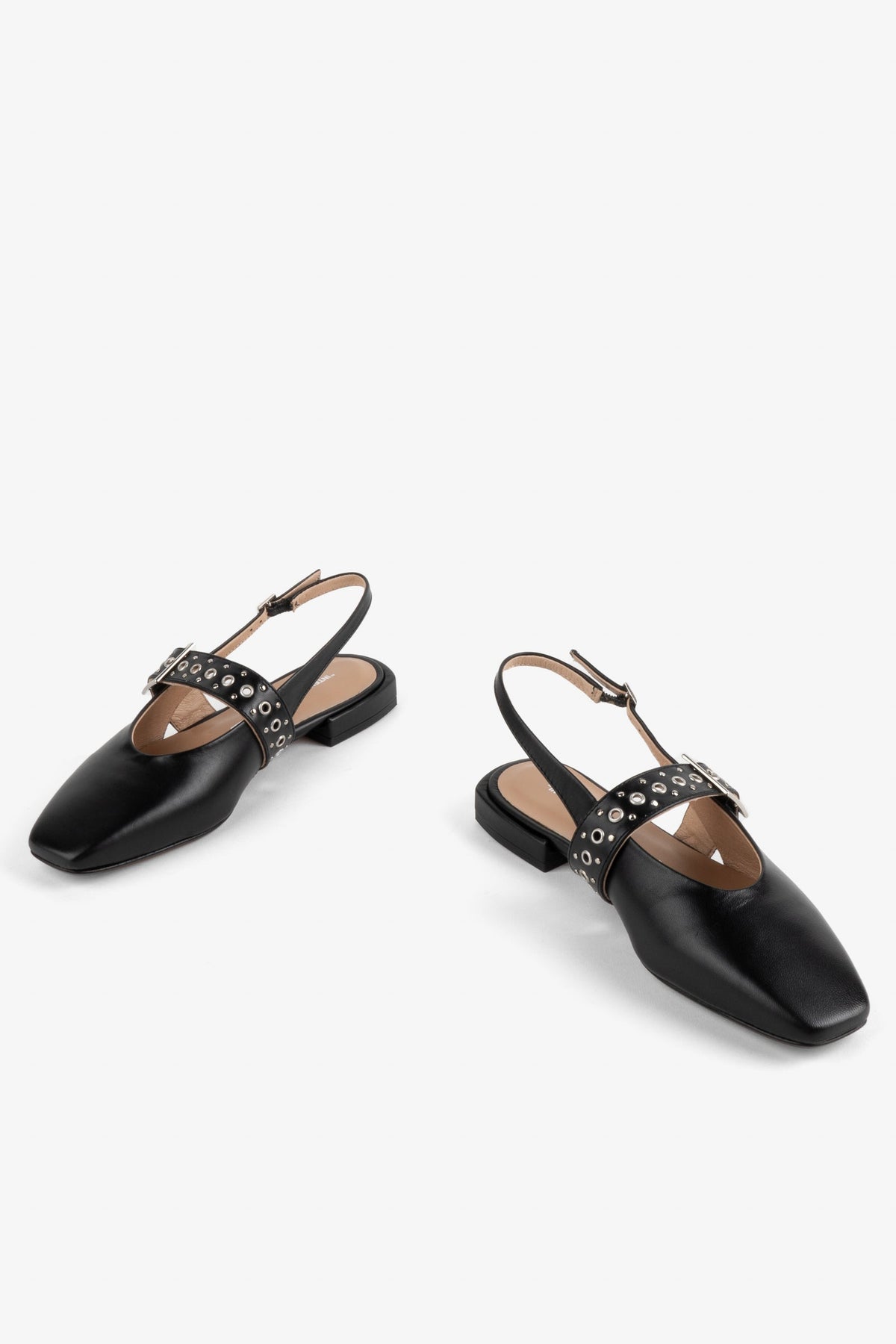 Intentionally Blank - Pearl Slingback Ballet Flat - BLACK LEATHER