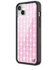 Wildflower iPhone case 14 Plus Pink Gingham Hearts Vintage Cute Classic 2