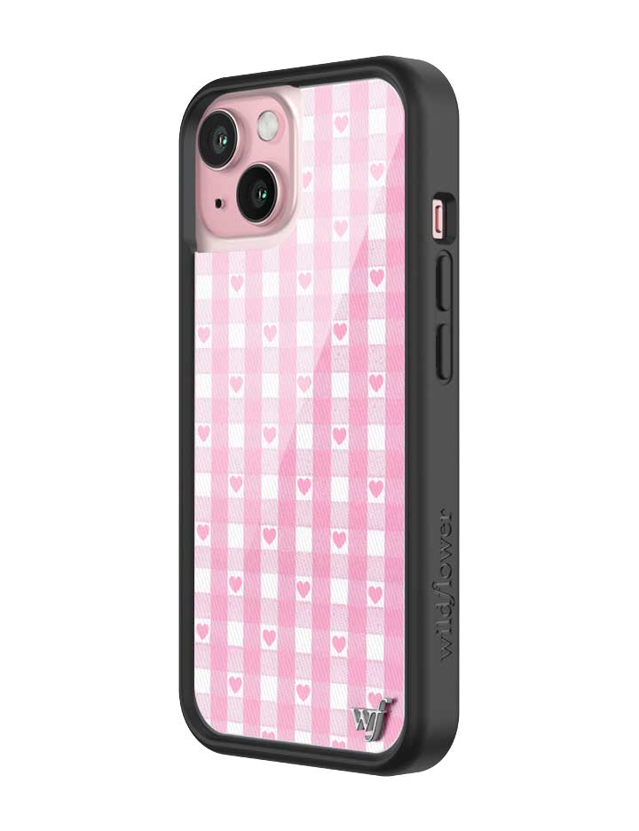 Wildflower iPhone case 15 Pink Gingham Hearts Vintage Cute Classic 2
