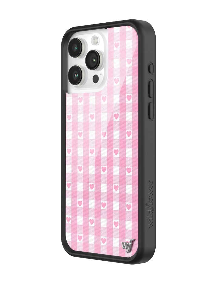 Wildflower iPhone case 15 Pro Max Pink Gingham Hearts Vintage Cute Classic 2