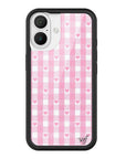 Wildflower iPhone case 16 Pink Gingham Hearts Vintage Cute 