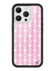 Wildflower iPhone case 16 Pro Pink Gingham Hearts Vintage Cute Classic