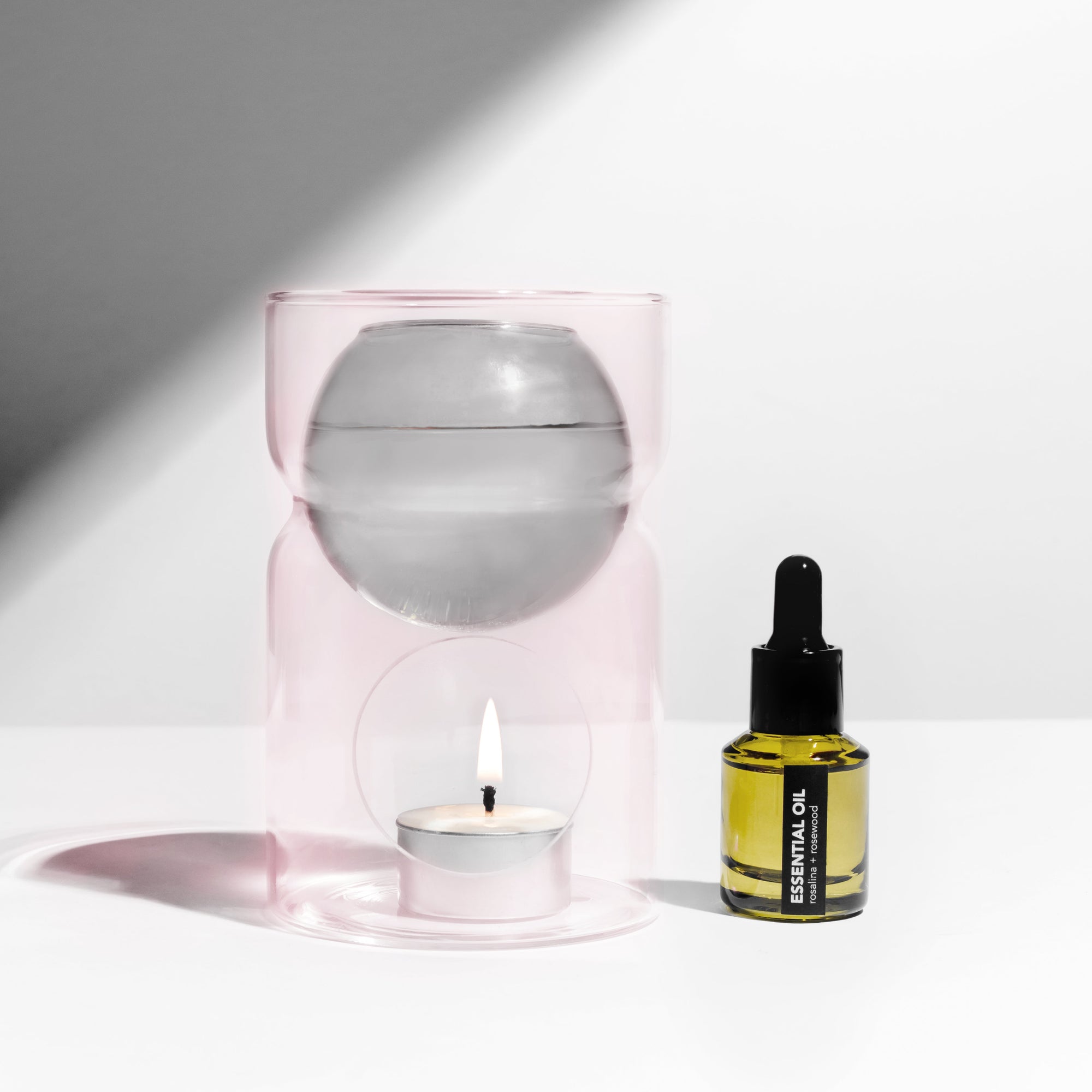 Fazeek - Oil Burner & Tea Light Candle - Smoke & Pink -