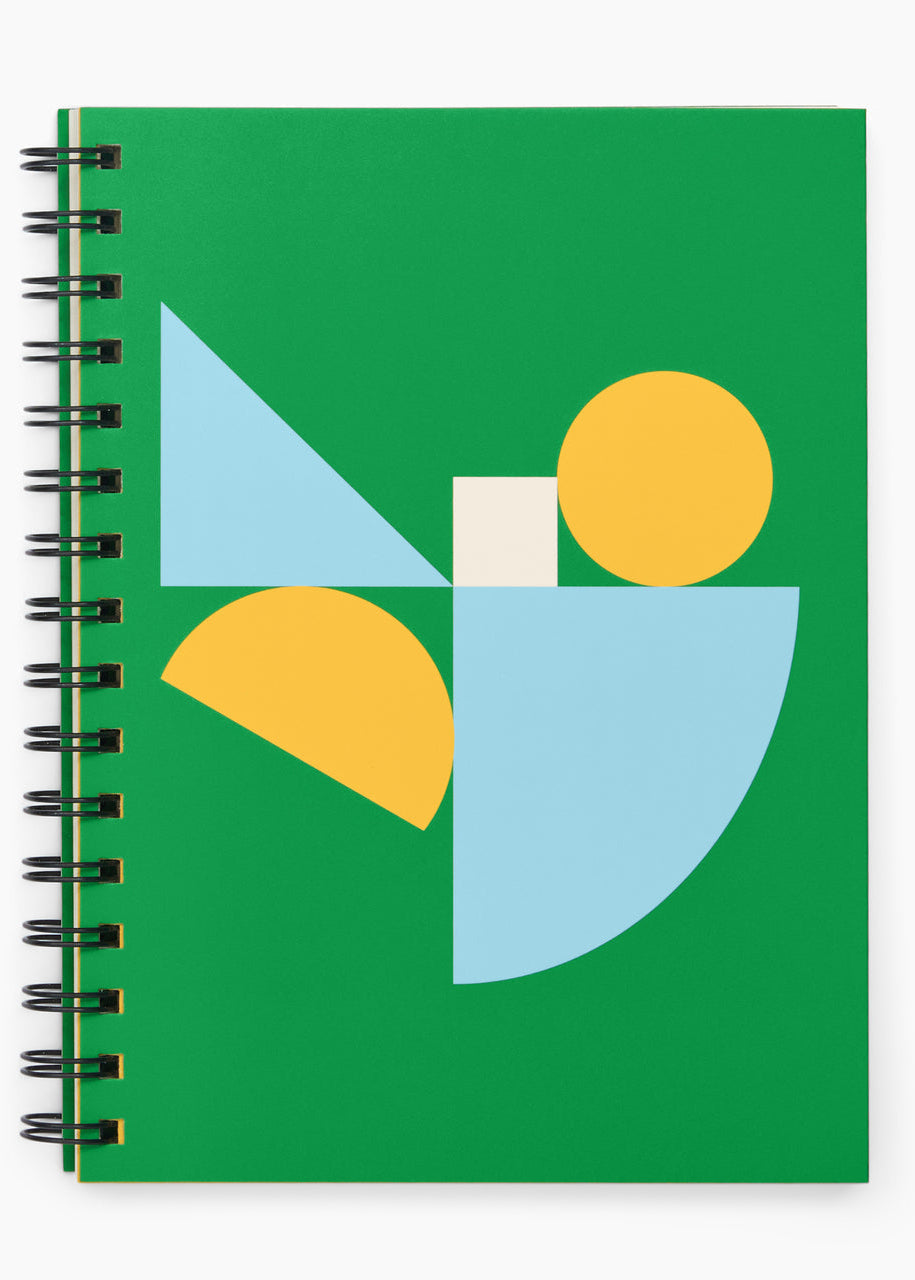 Poketo - Essential Spiral Bound Lined Notebook - Green Geo -
