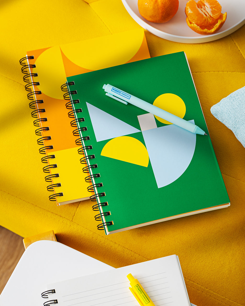 Poketo - Essential Spiral Bound Lined Notebook - Green Geo -