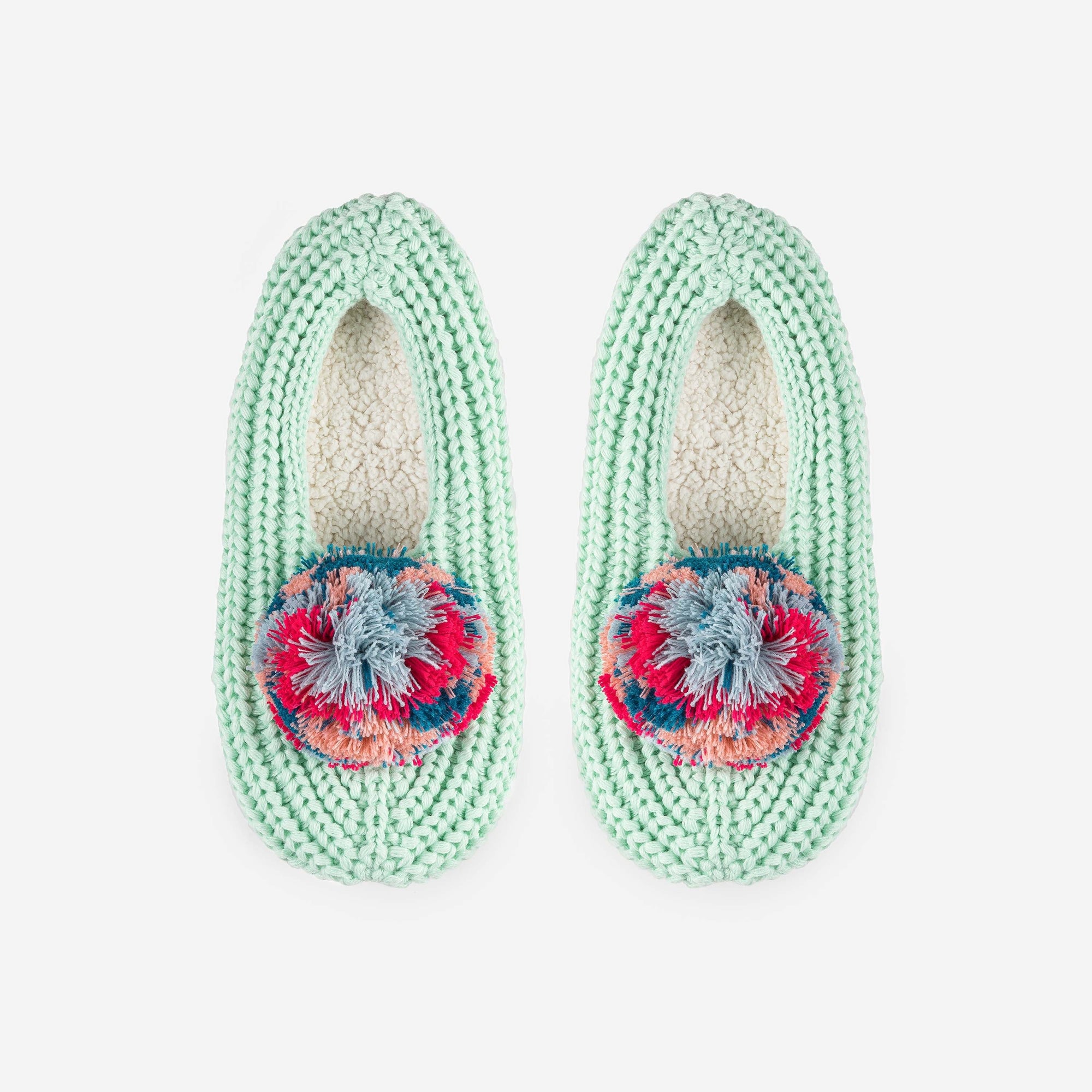 Marble Pom Knit Slippers