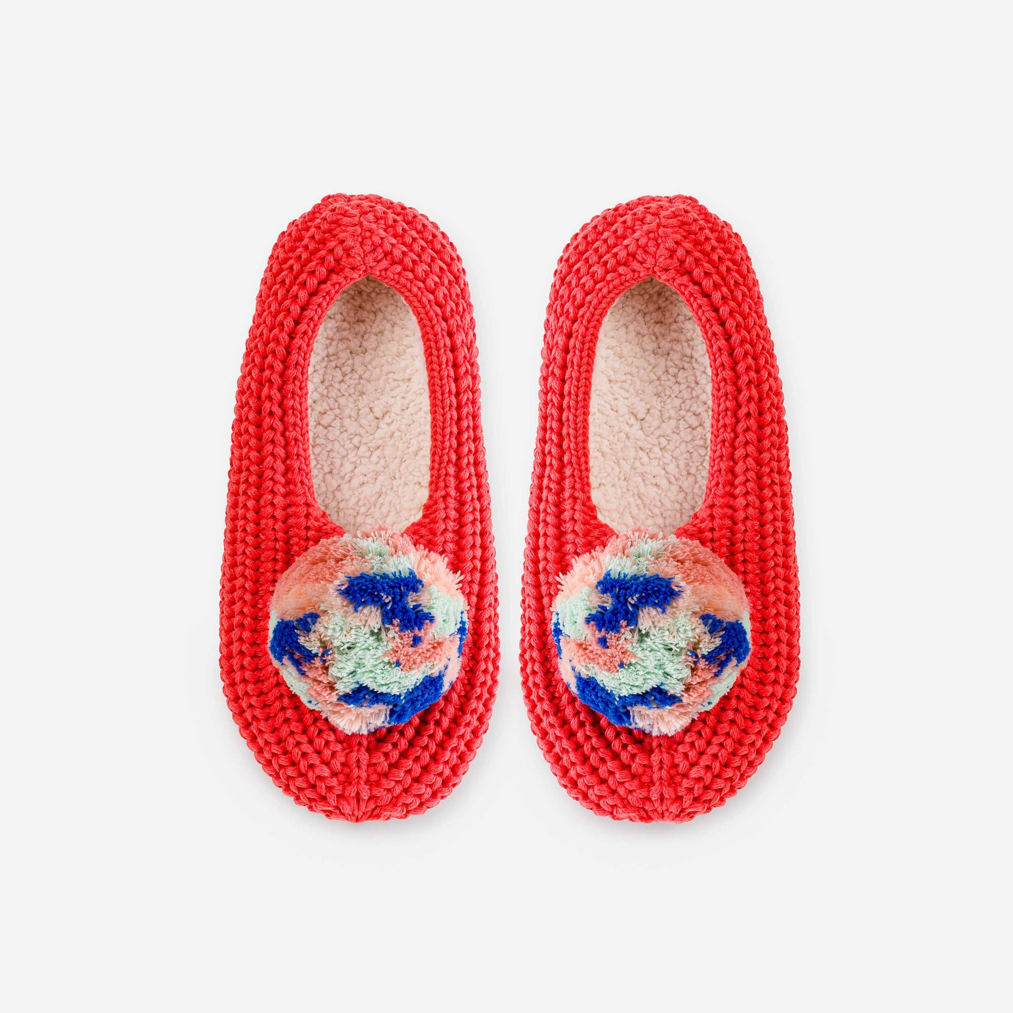 Marble Pom Knit Slippers