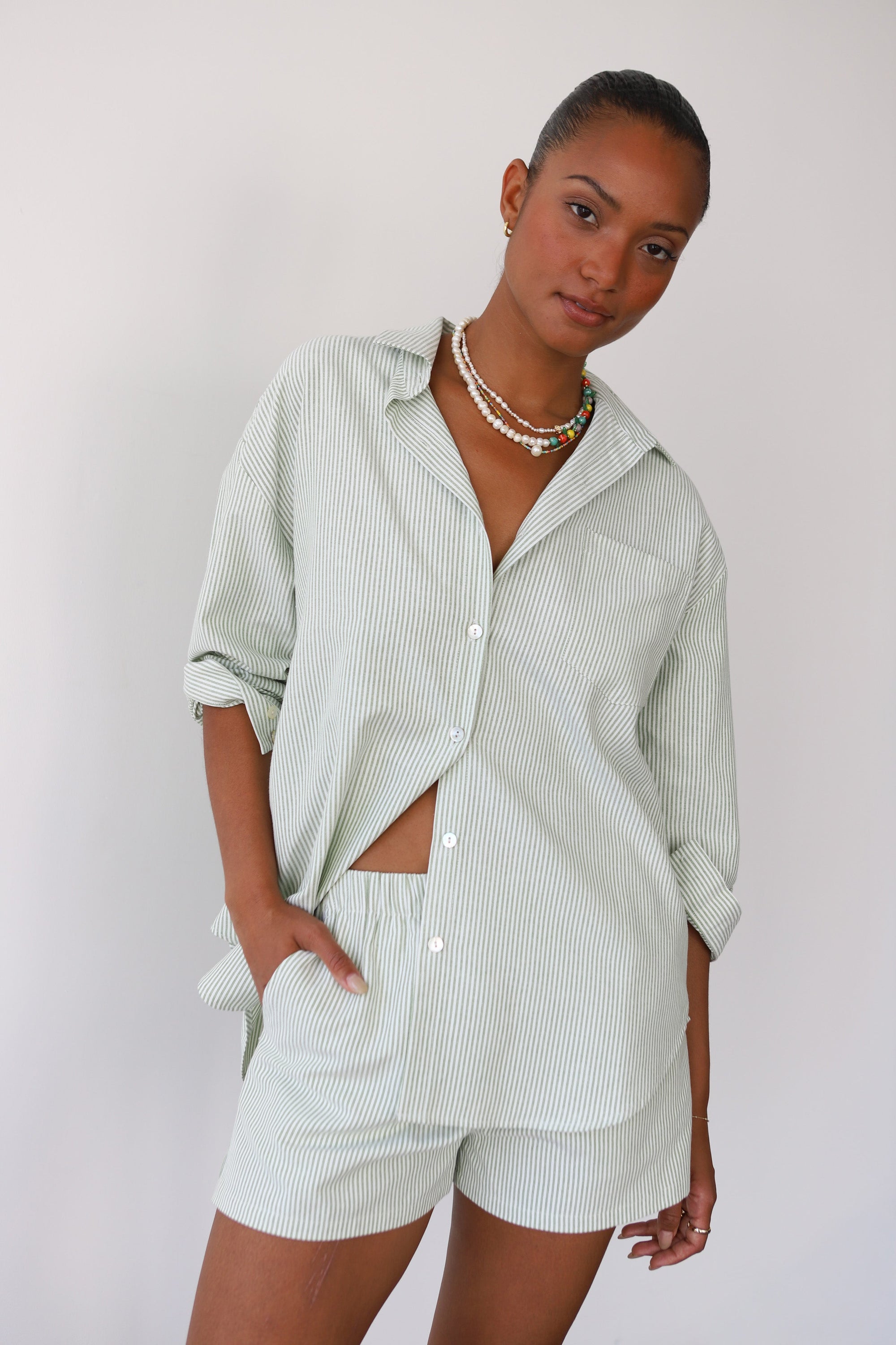 The Pinstripe Boxer Short - Green