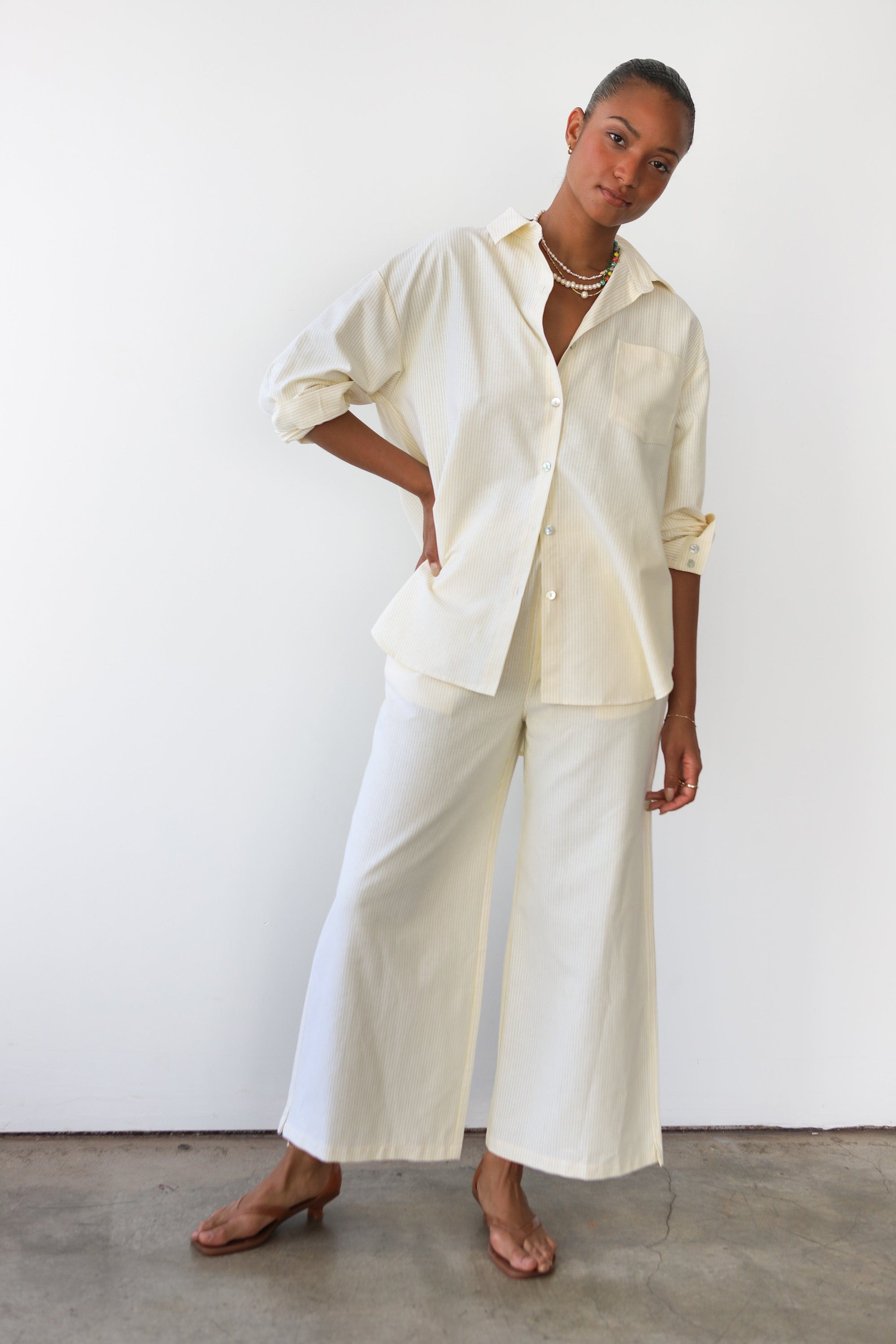 The Pinstripe Button Down - Butter